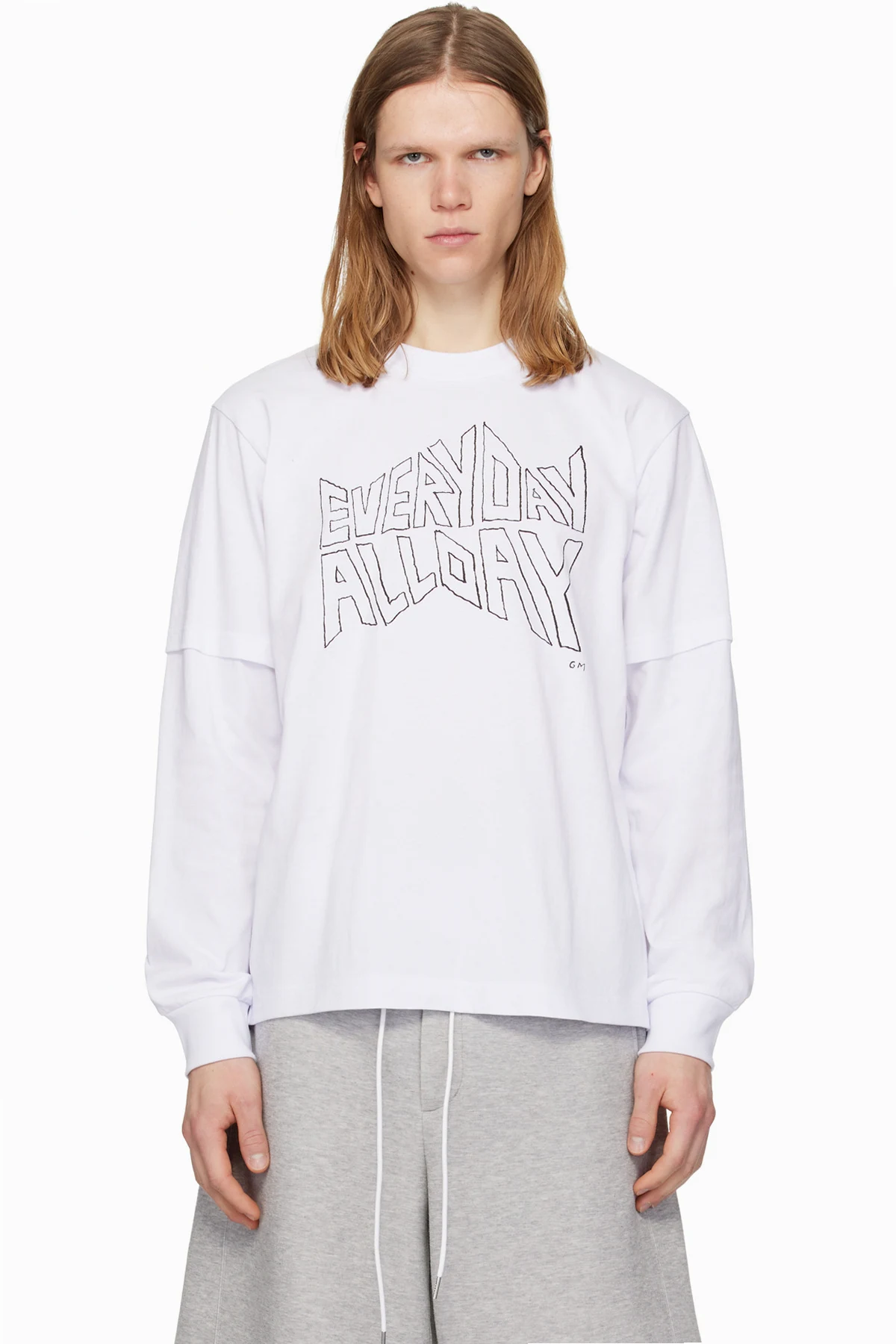 White 'geoff sacai' Print L/S T-shirt
