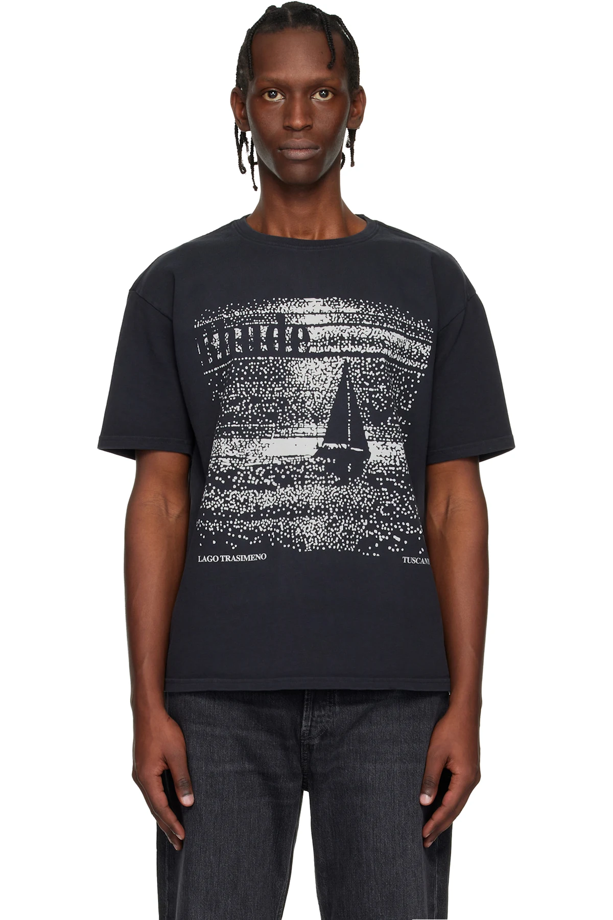Black 'Lago Trasimeno' T-shirt