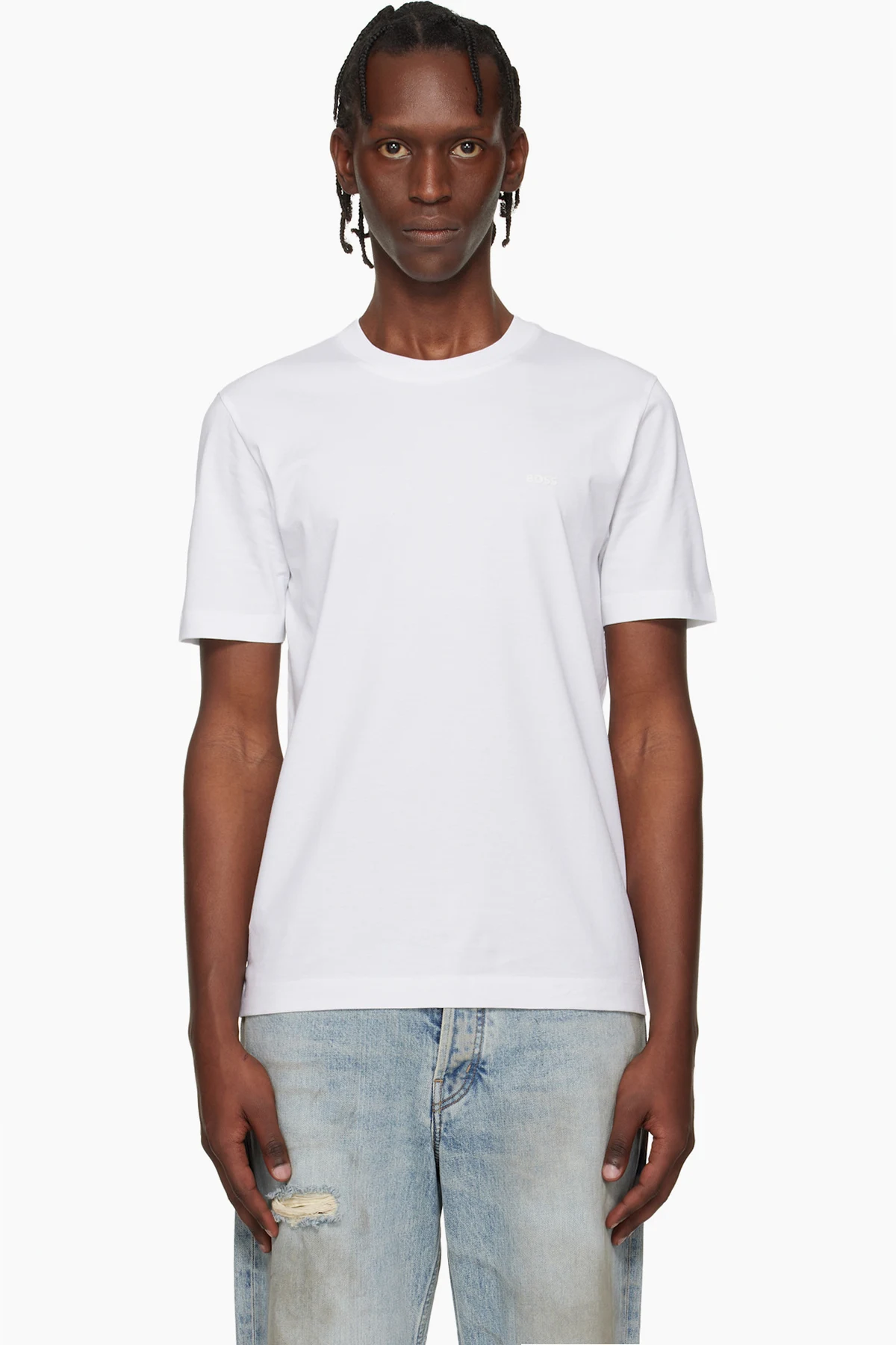 White Logo Detail Cotton-Jersey T-shirt