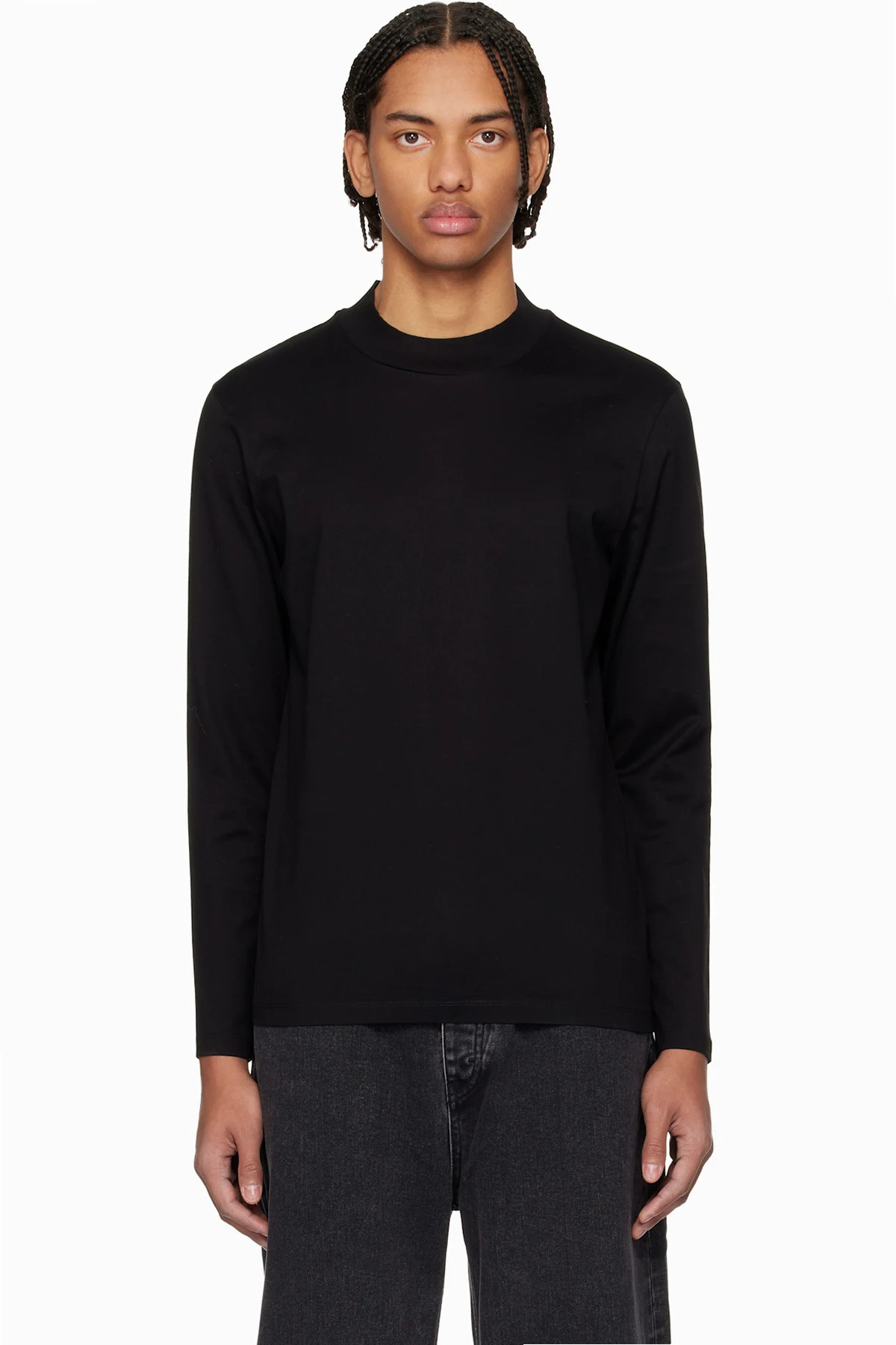 Black Mercerised Cotton Slim-Fit T-shirt