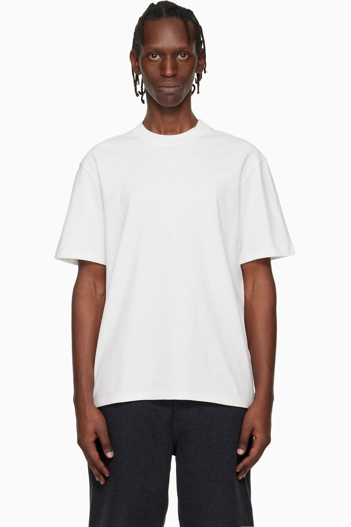 White Relaxed-Fit Logo-Print T-shirt