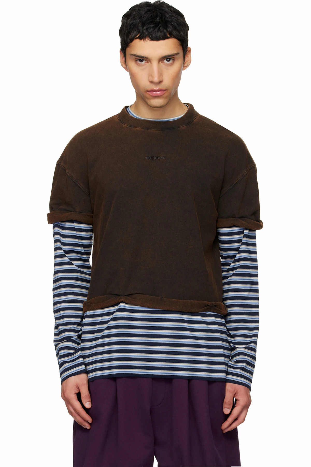 Brown & Blue Layered Stripe Long-Sleeve T-shirt