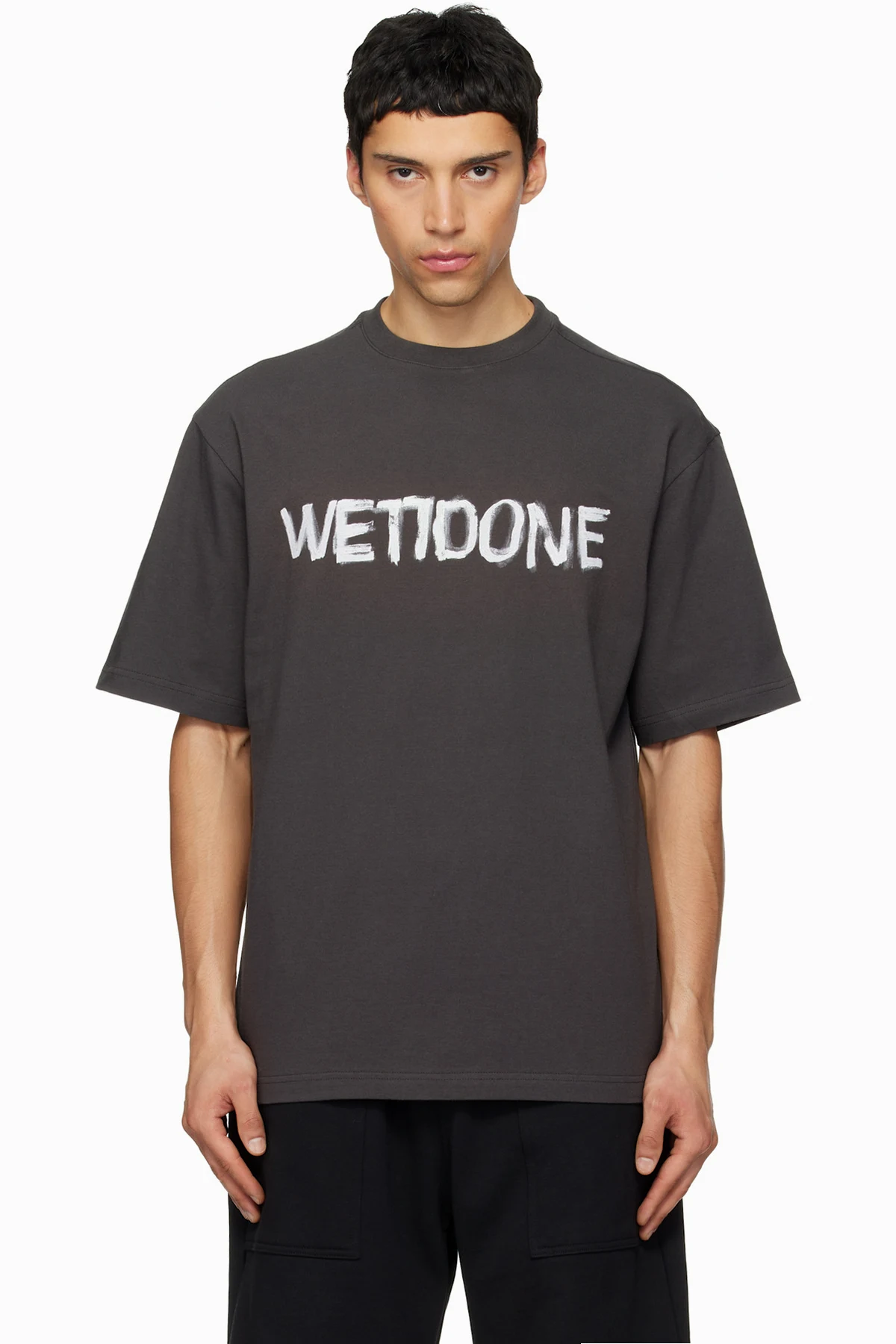 Gray 'We11done' Graffiti Logo T-shirt