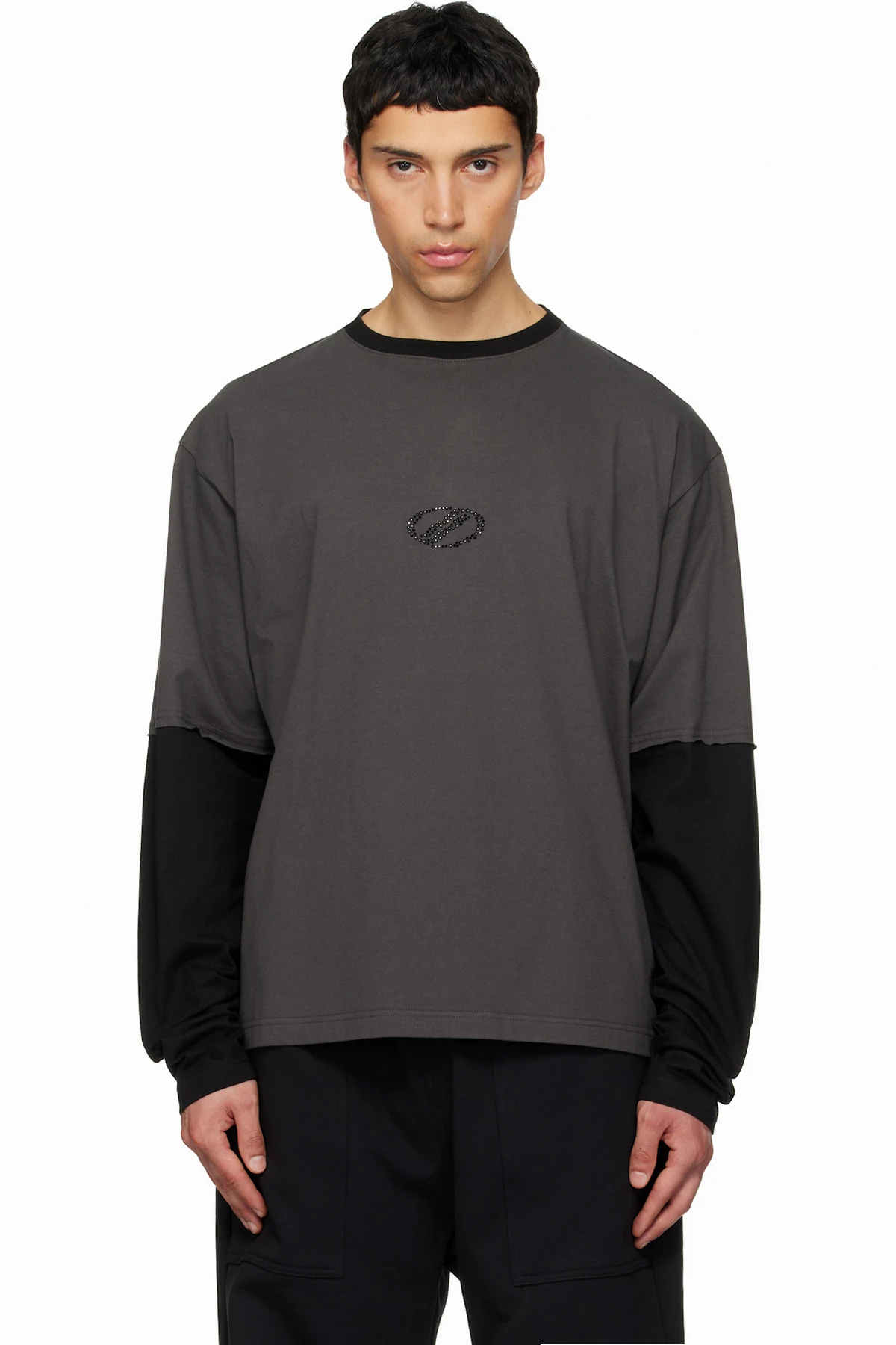 Gray 'WE11DONE' Layered Long-Sleeve T-shirt