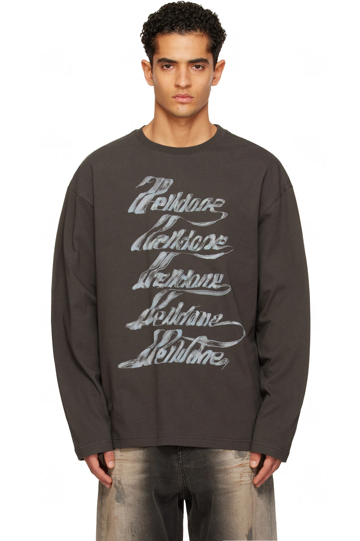 Gray Se11done Multi-Logo Long Sleeve T-shirt