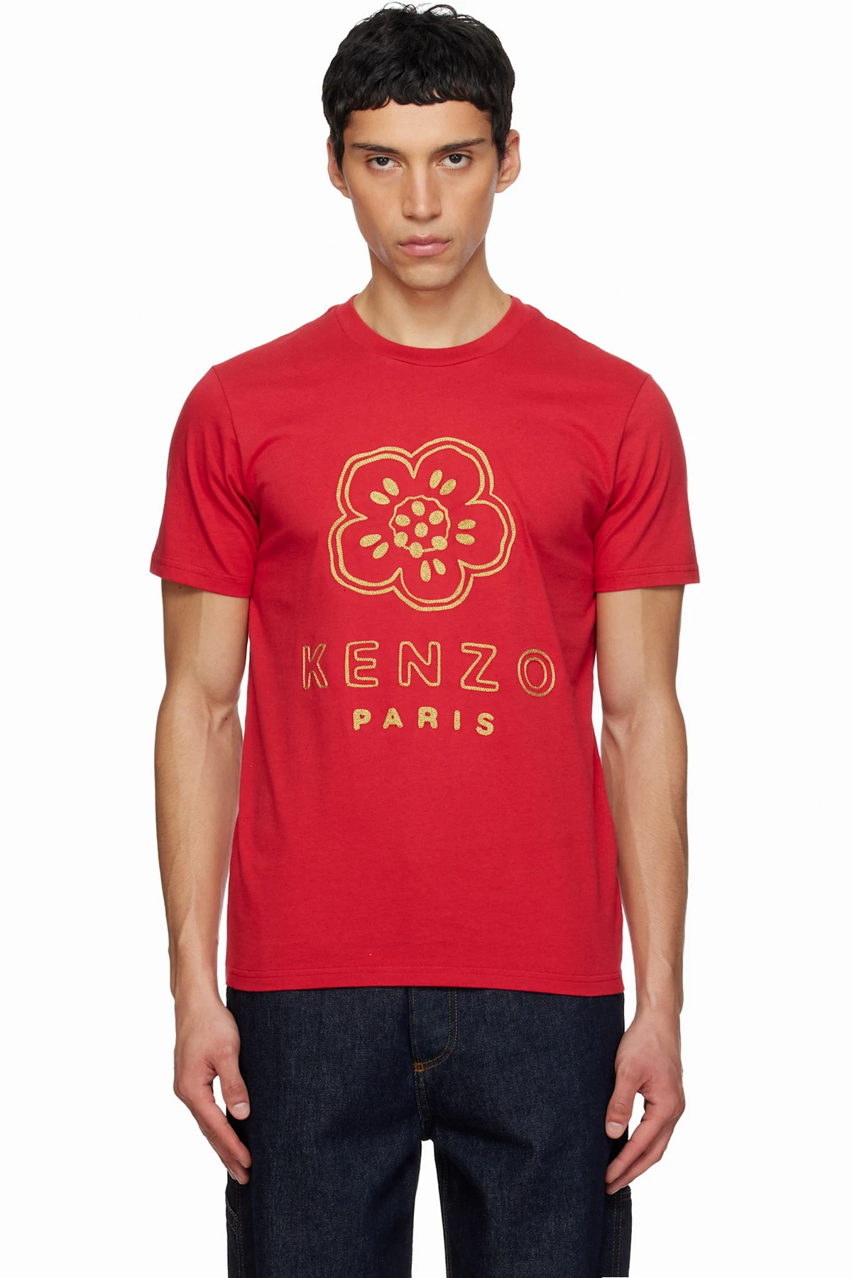 Red Kenzo Paris 'Boke Flower' Embroidered T-shirt