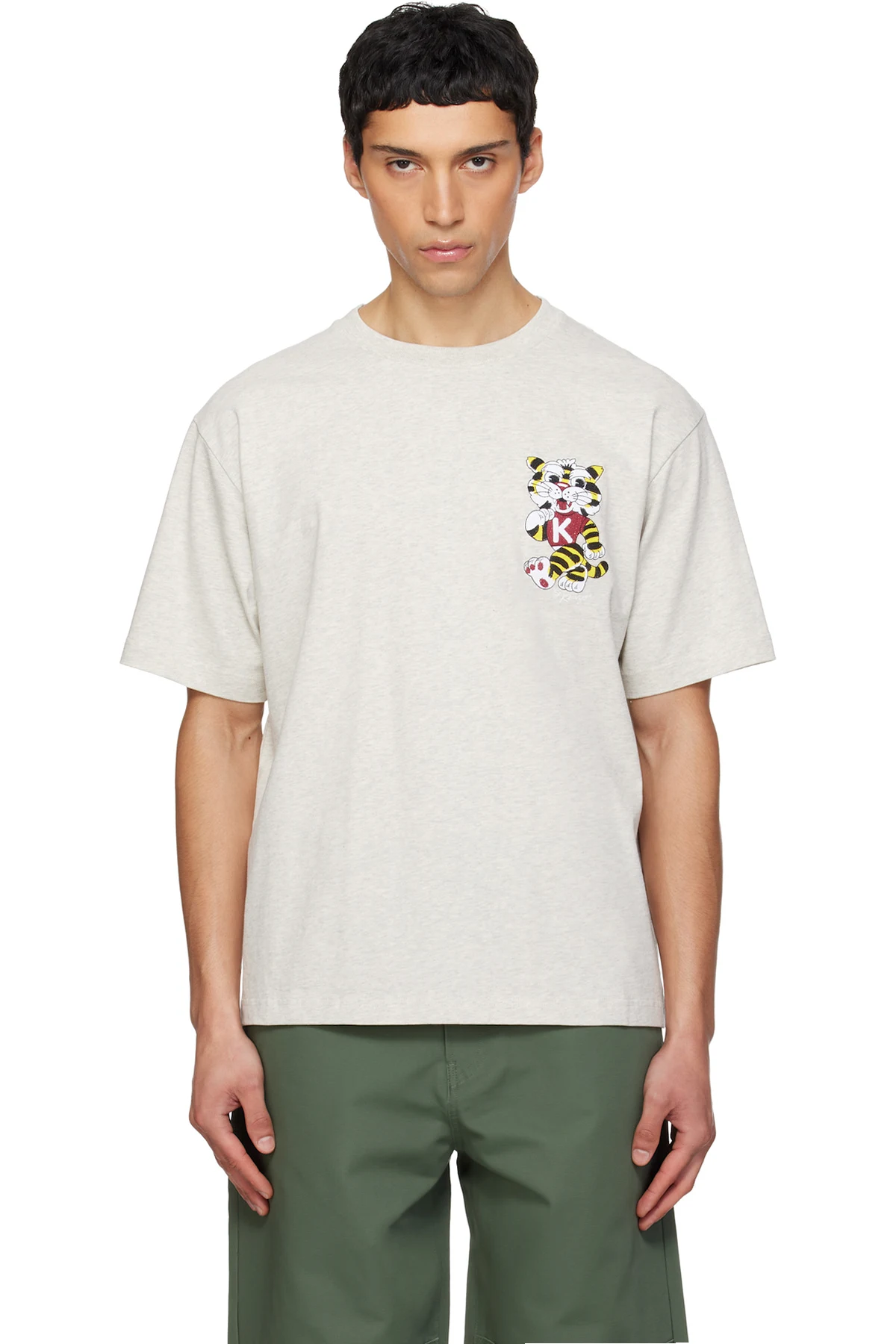Gray Kenzo Paris 'KENZO Wild Tiger' Embroidered Oversized T-shirt