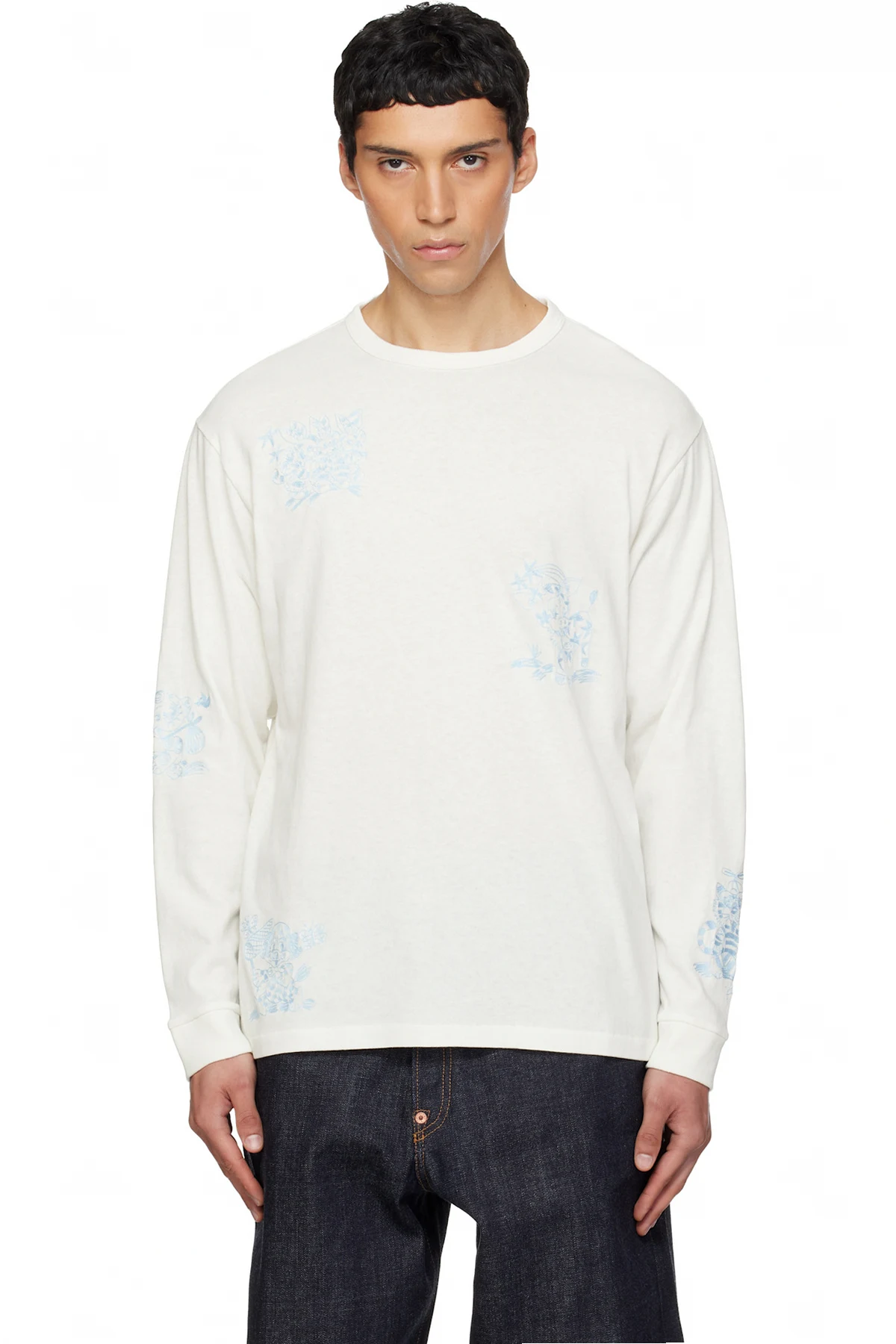 White Kenzo Paris 'KENZO Cartoon Outlined' Relax Long Sleeve T-shirt