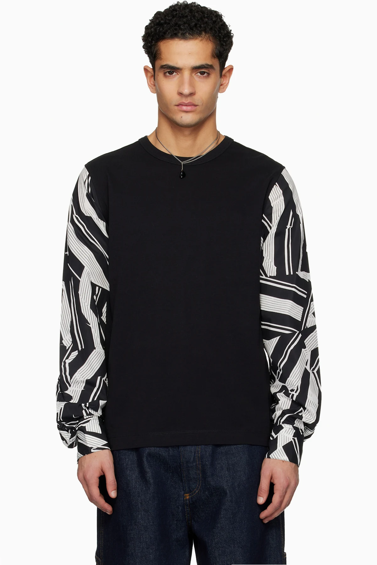 Black Poplin Sleeve T-shirt
