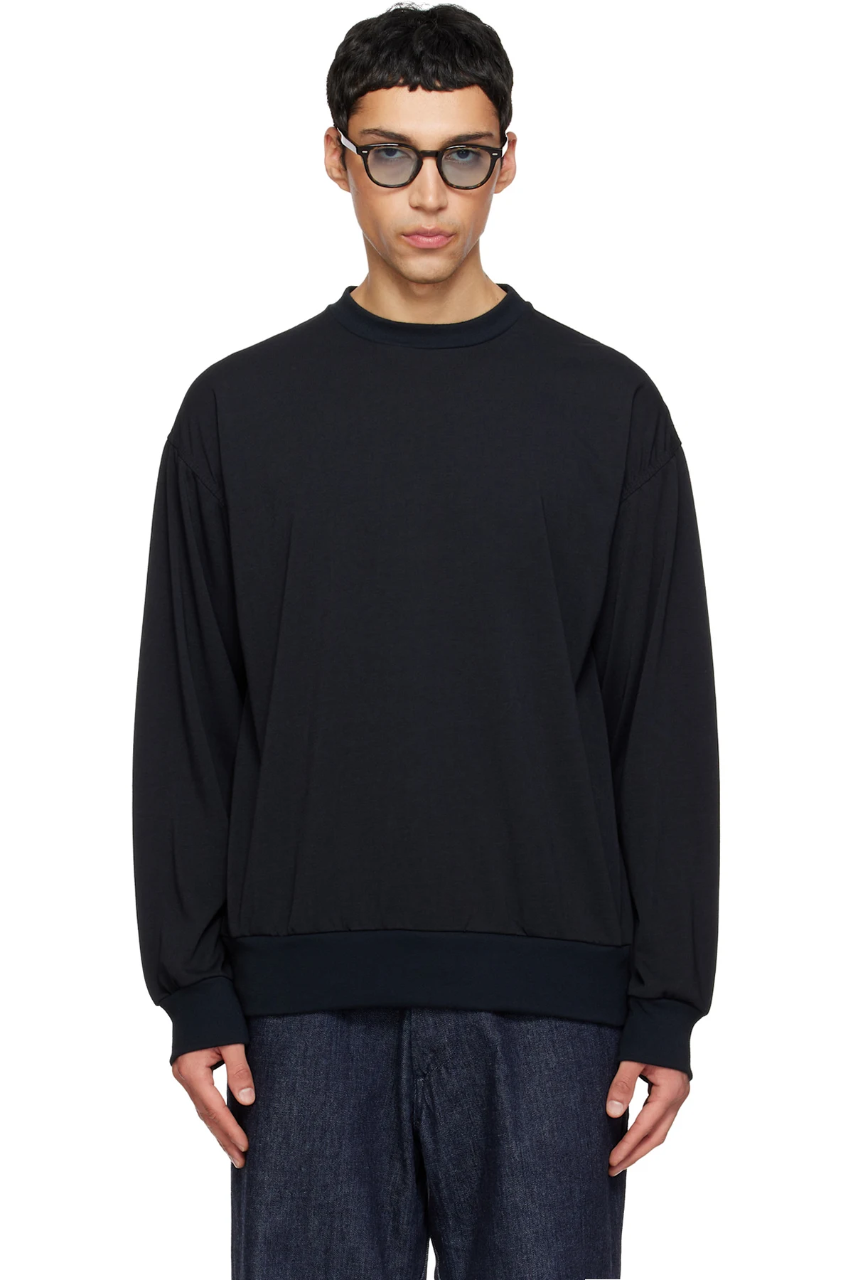 Black Polyester Jersey L/S T-shirt