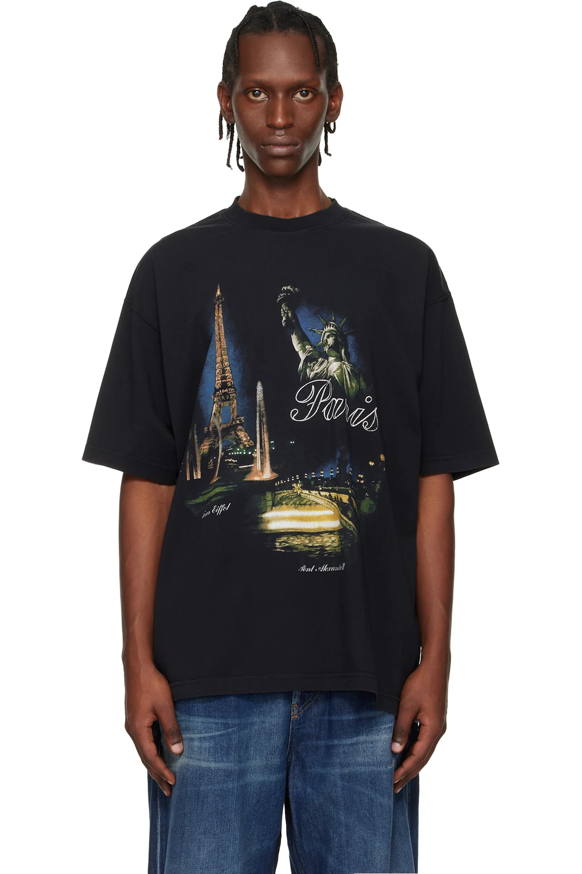 Black 'Paris' Tourist T-shirt