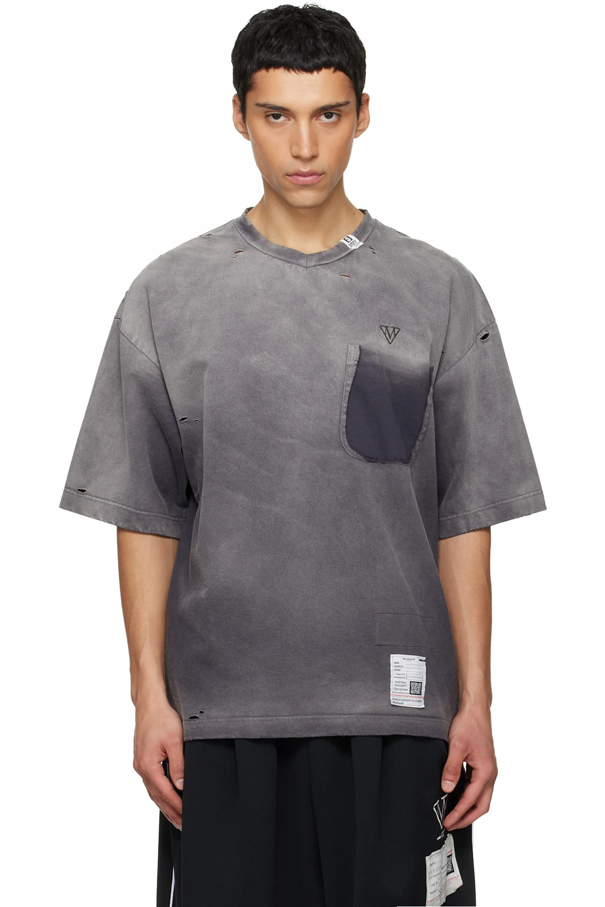 Gray Sun Faded V Neck T-shirt