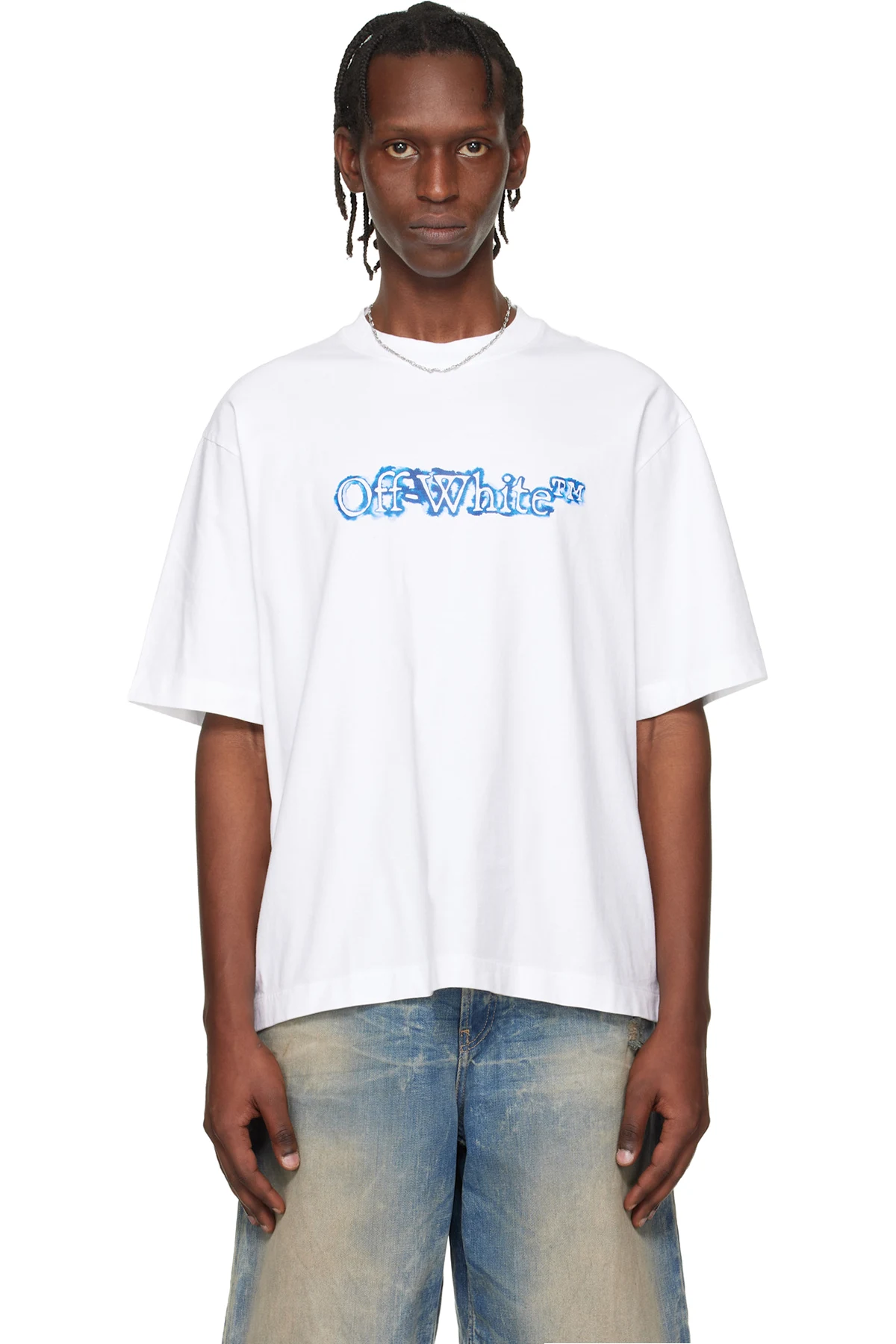 White Cloudy Arrow Skate Logo T-shirt