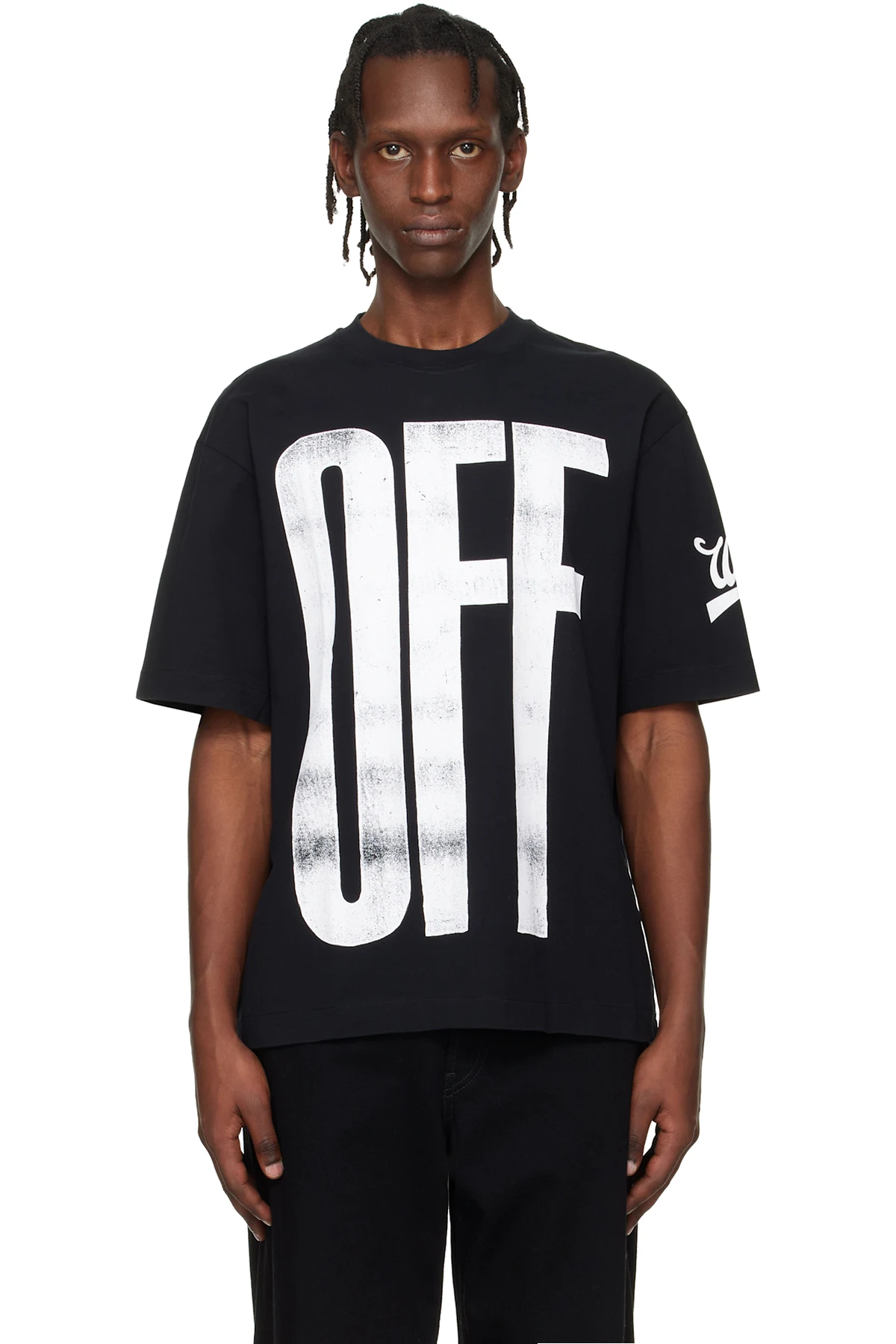 Black Big Off Diagonal Skate Logo T-shirt