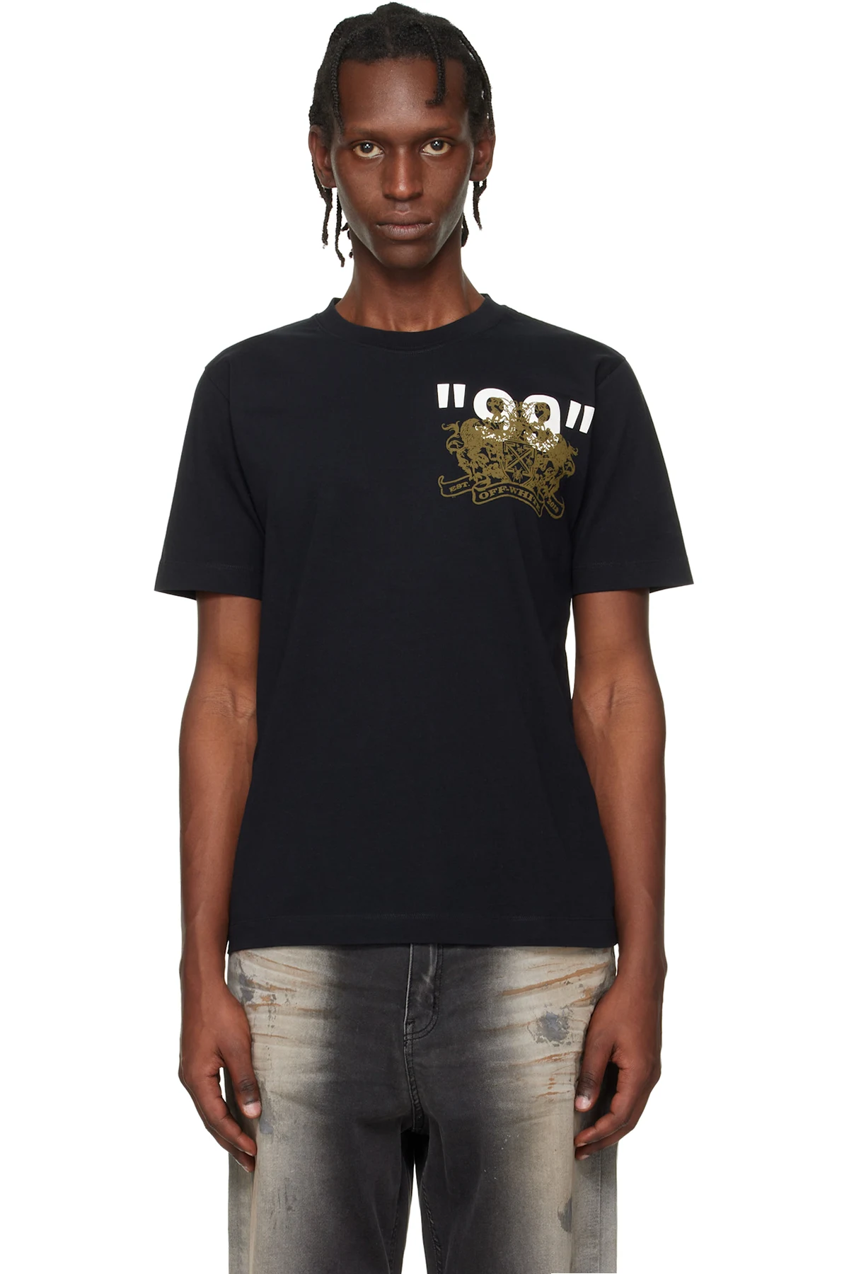 Black Spray Stamp Slim T-shirt