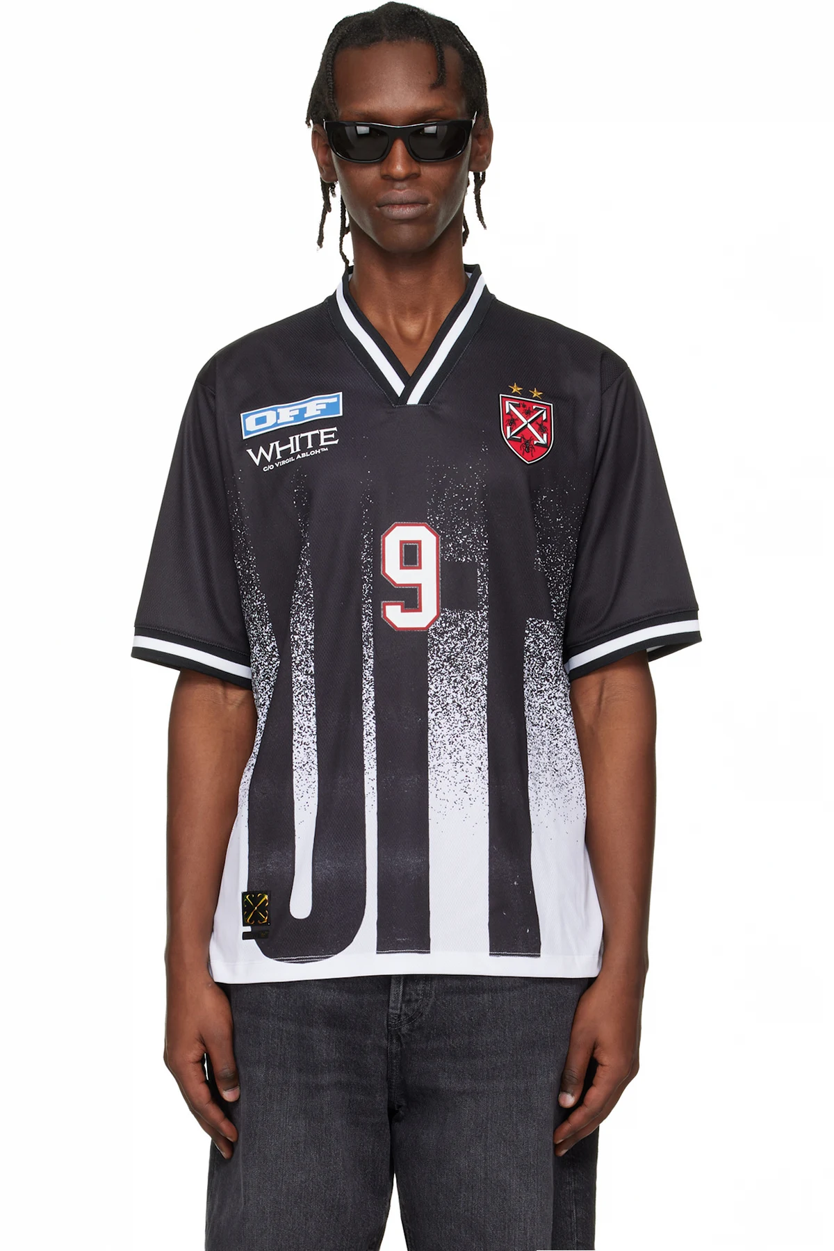 Black Big 'Off' Gradient Soccer Jersey