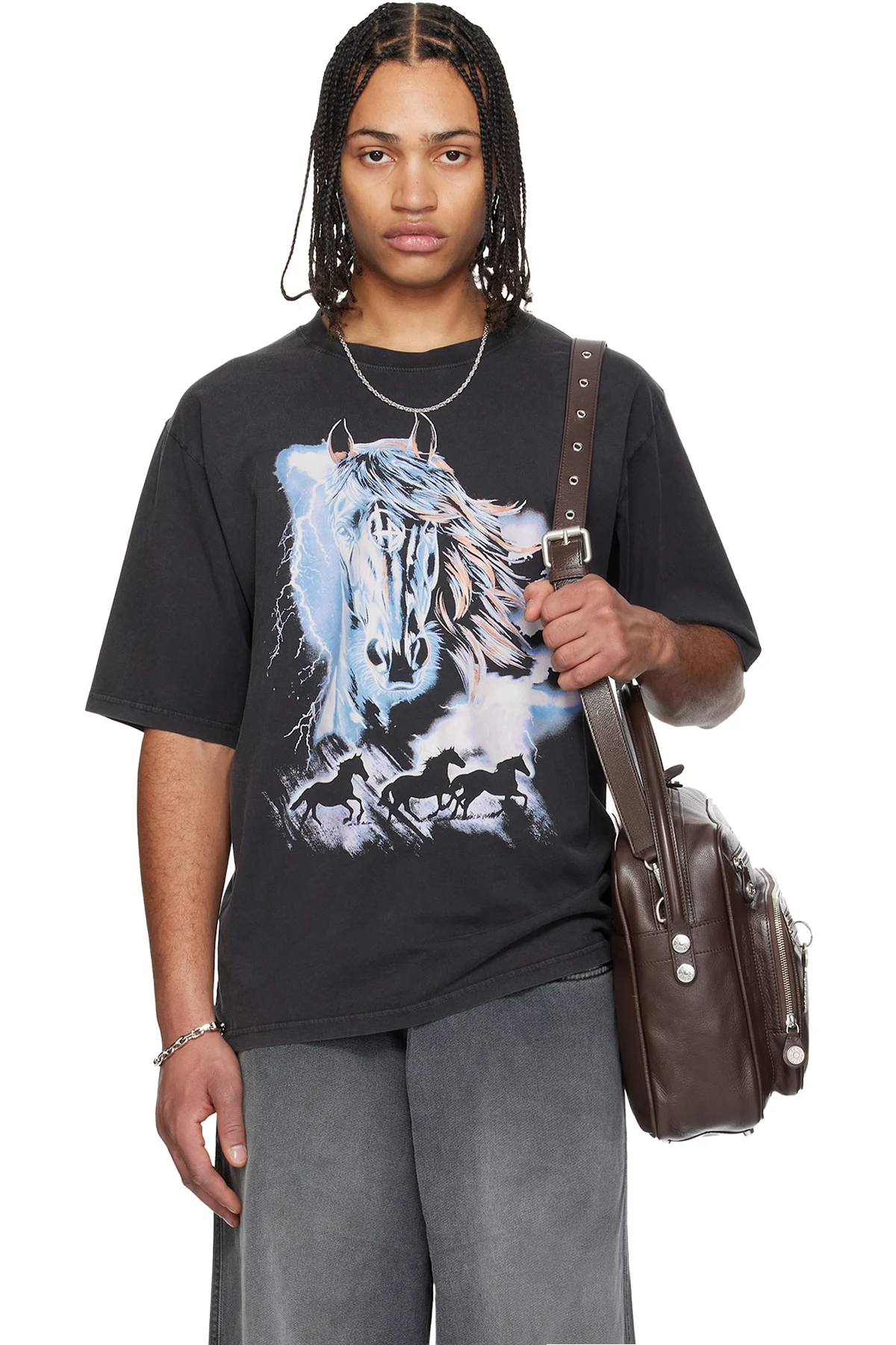 Gray 'Year of the Horse' Oversized Concert T-shirt