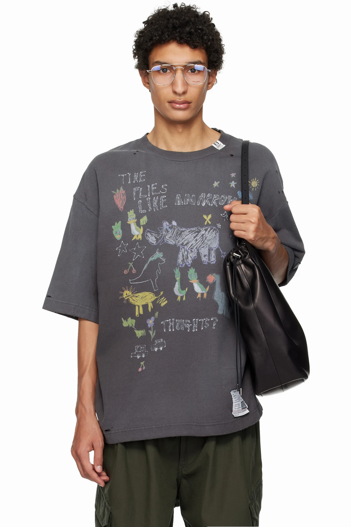 Gray Kids Doodle Printed T-shirt