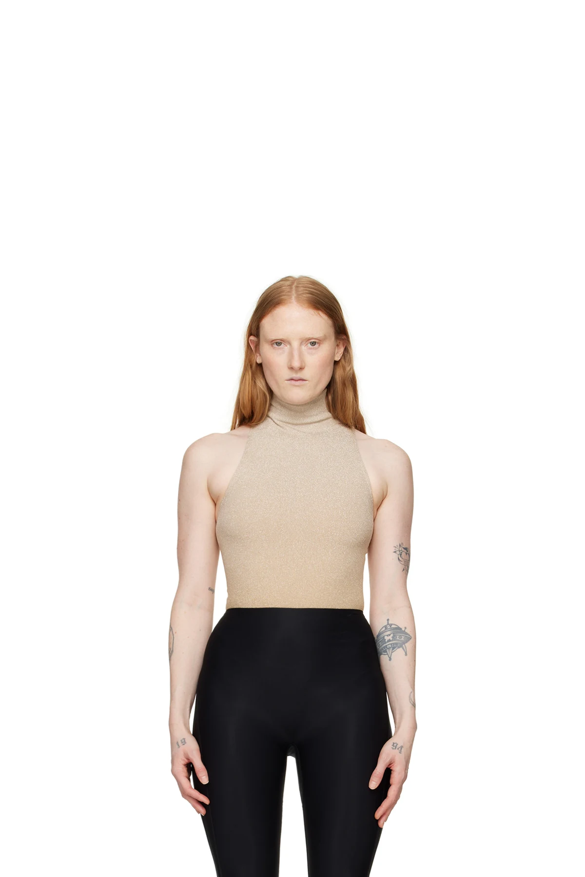 Beige Fading Shine Bodysuit