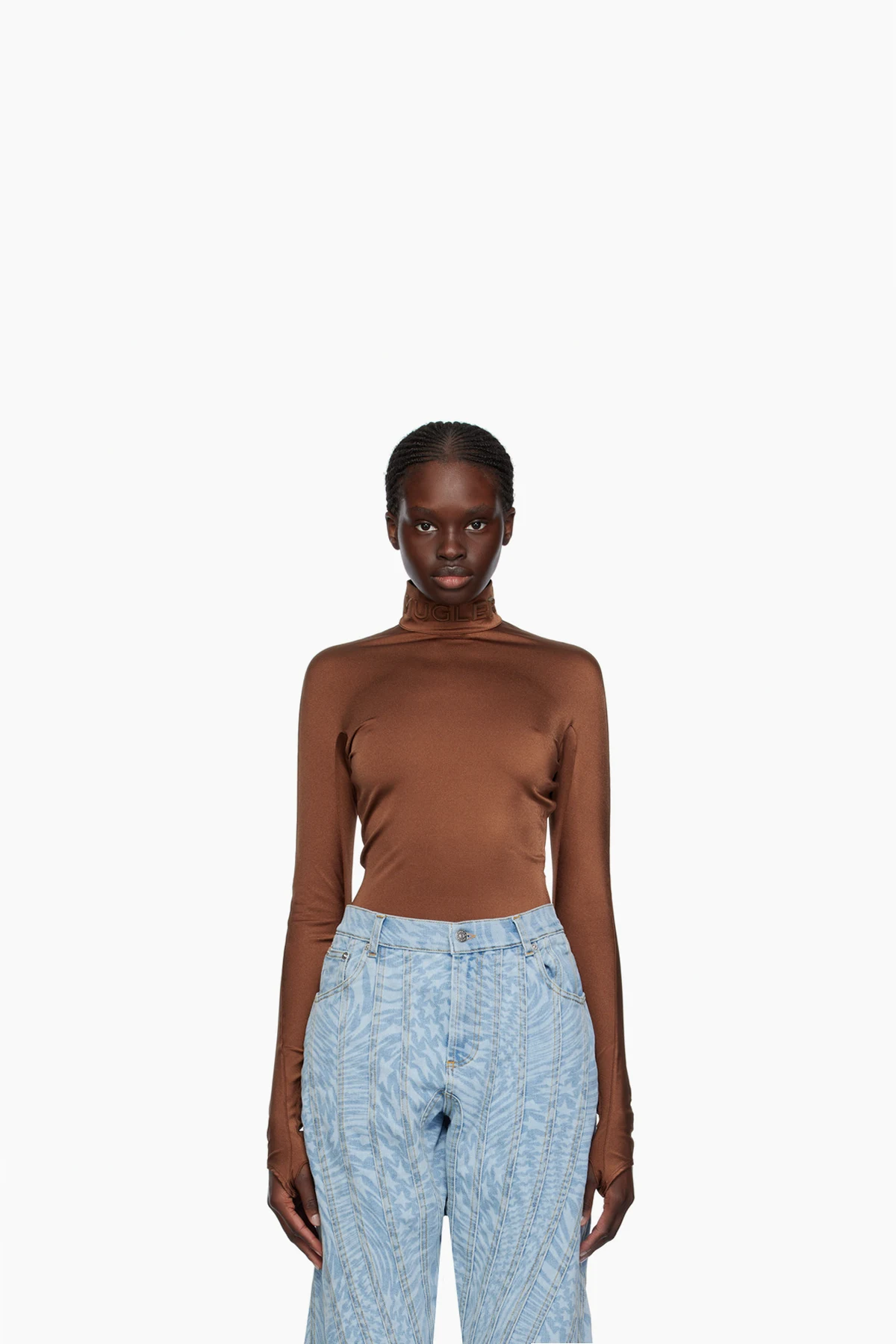 Brown Mock Neck Bodysuit