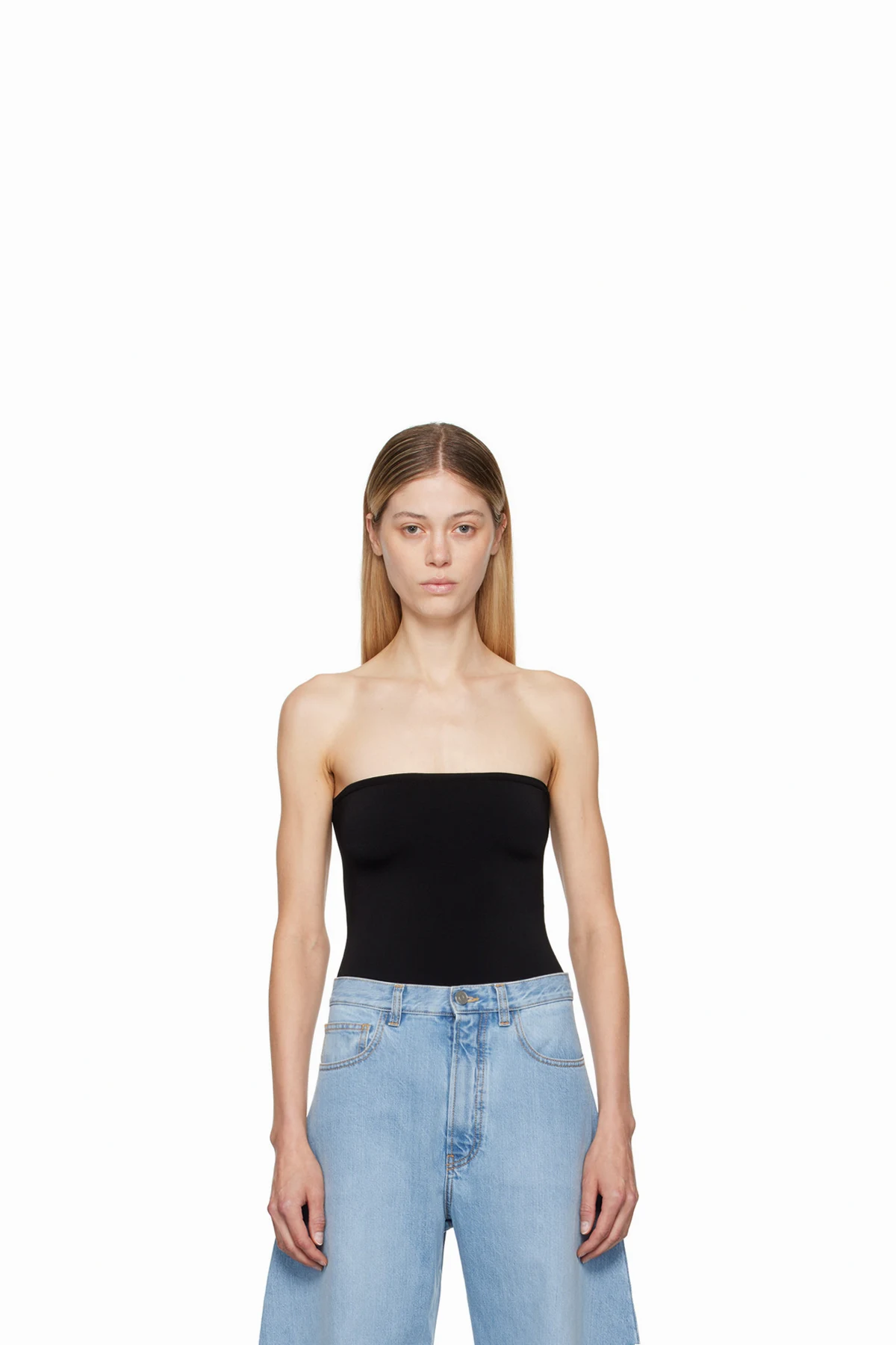 Black Strapless Bodysuit