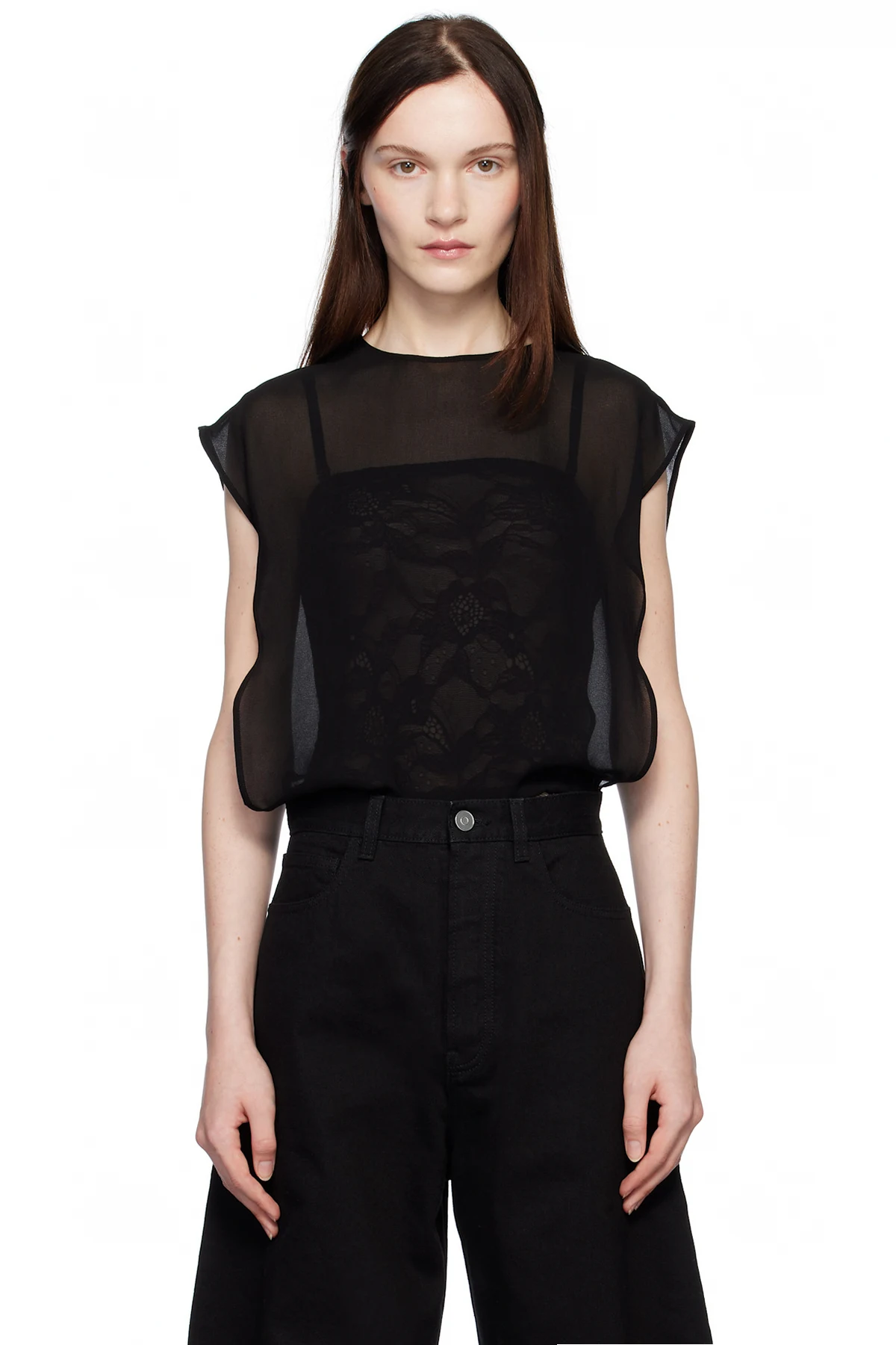 Black Georgette Bodysuit