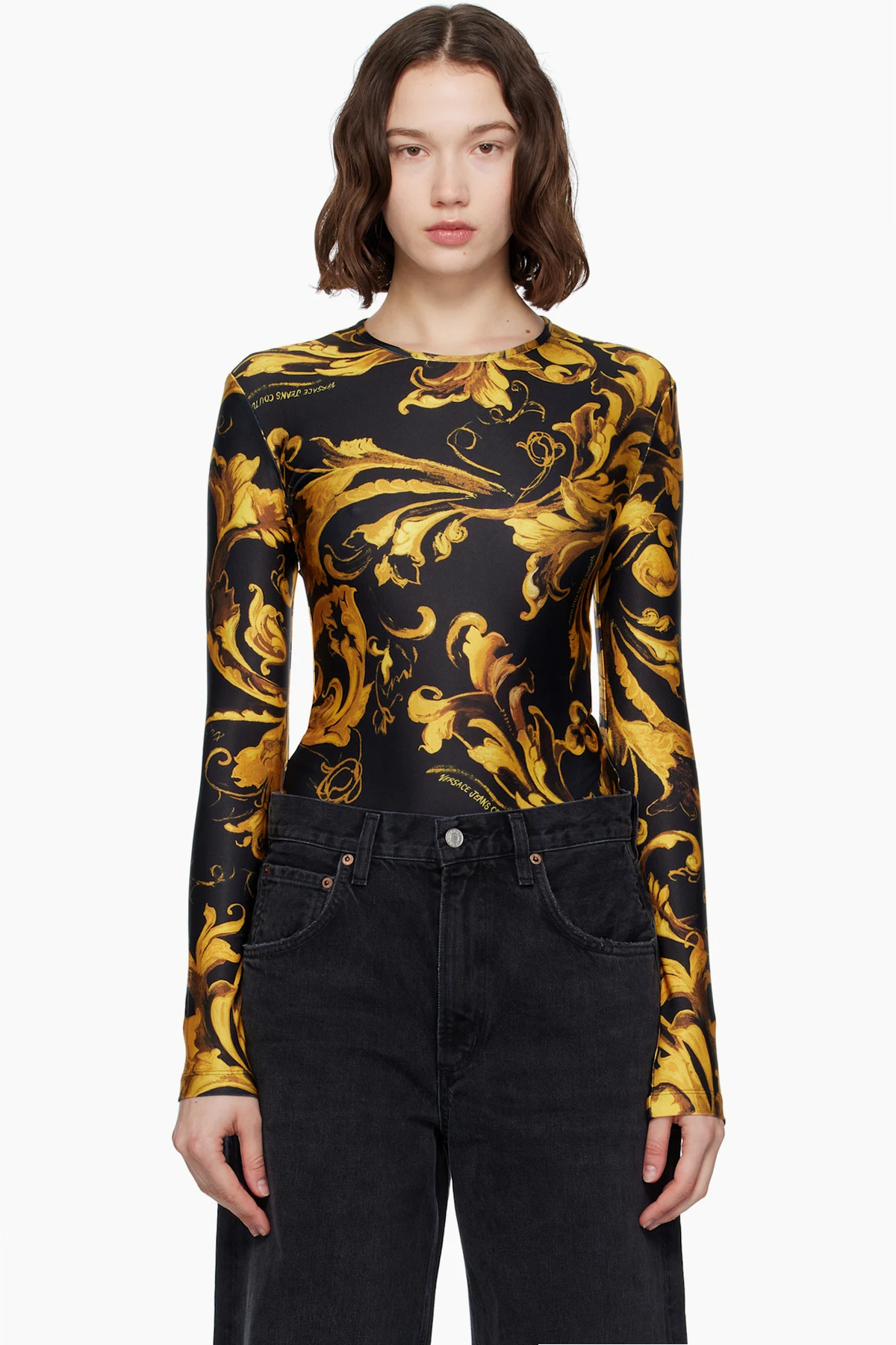 Black & Gold Lycra Bodysuit