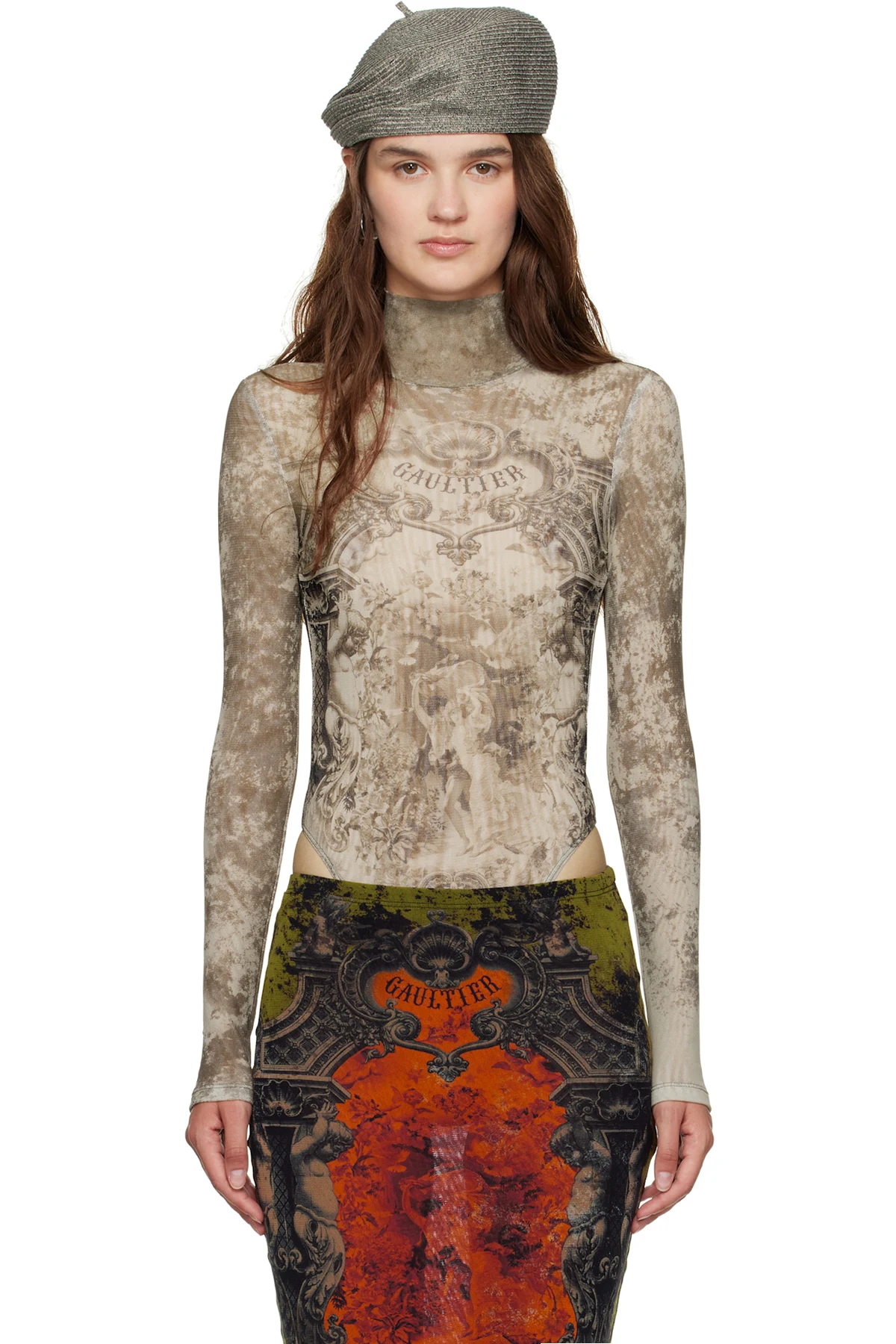 Beige 'The Médaillon' Open Back Bodysuit