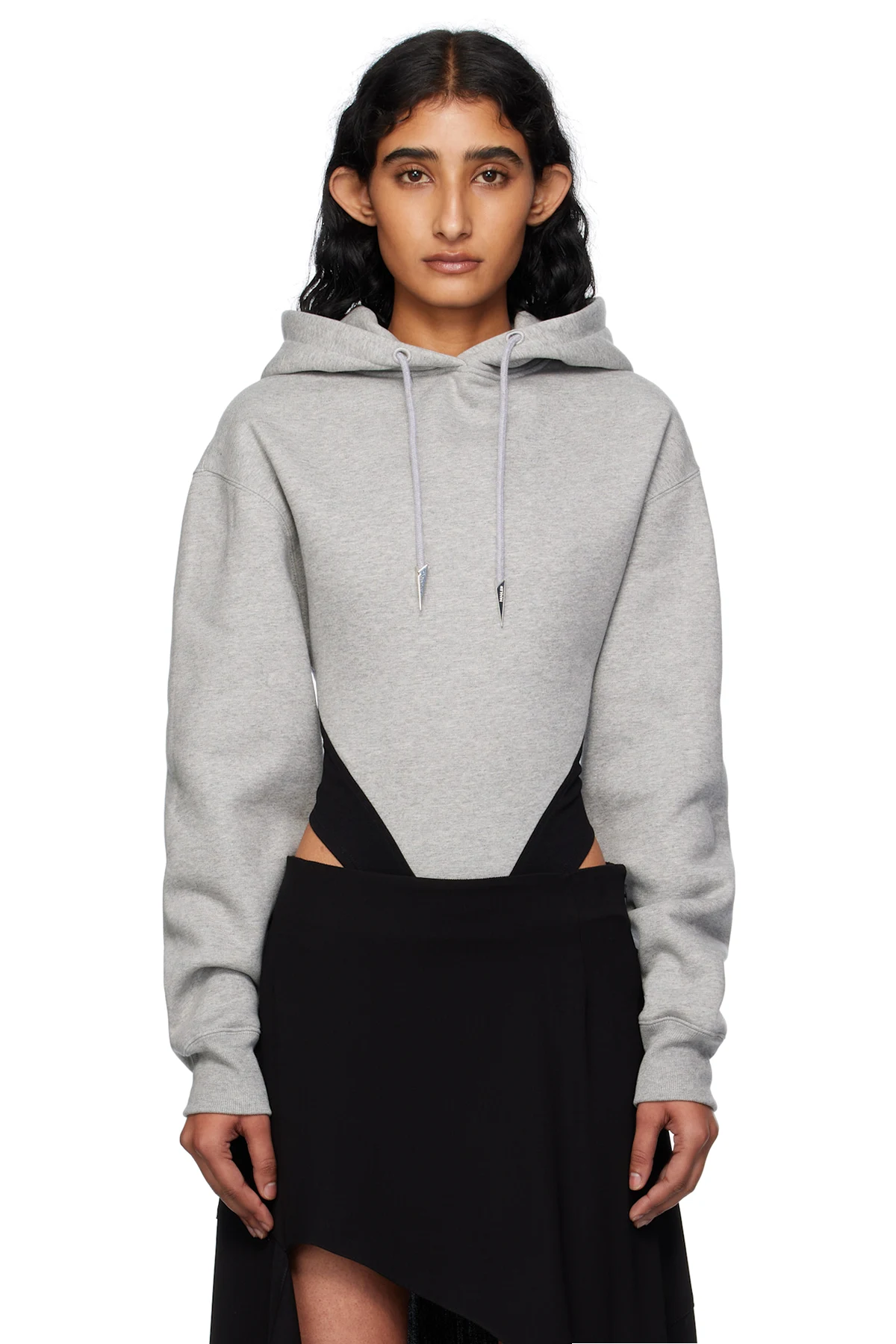 Gray & Black Fleece Hood Bodysuit