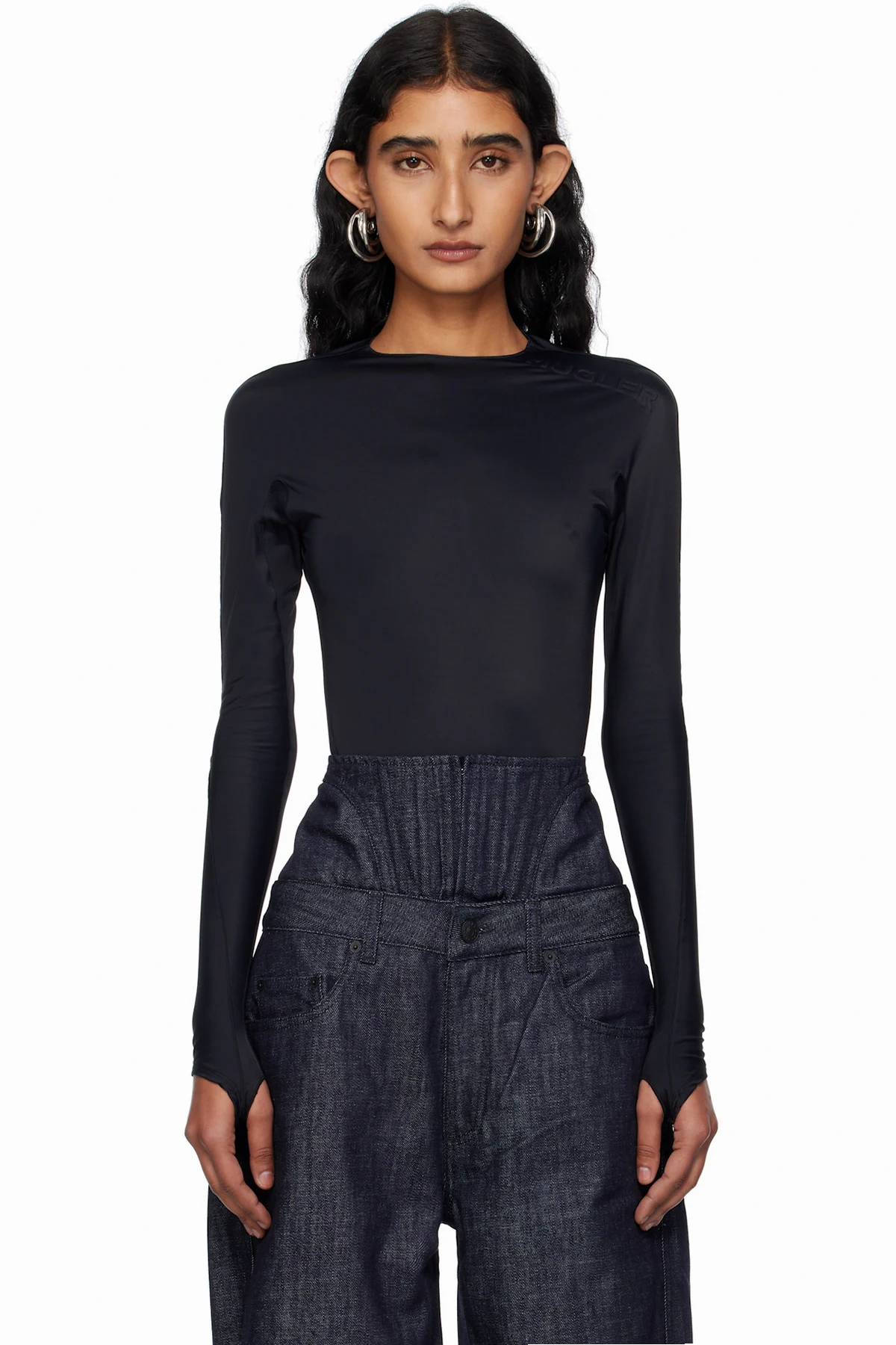 Black Shoulder Logo Bodysuit