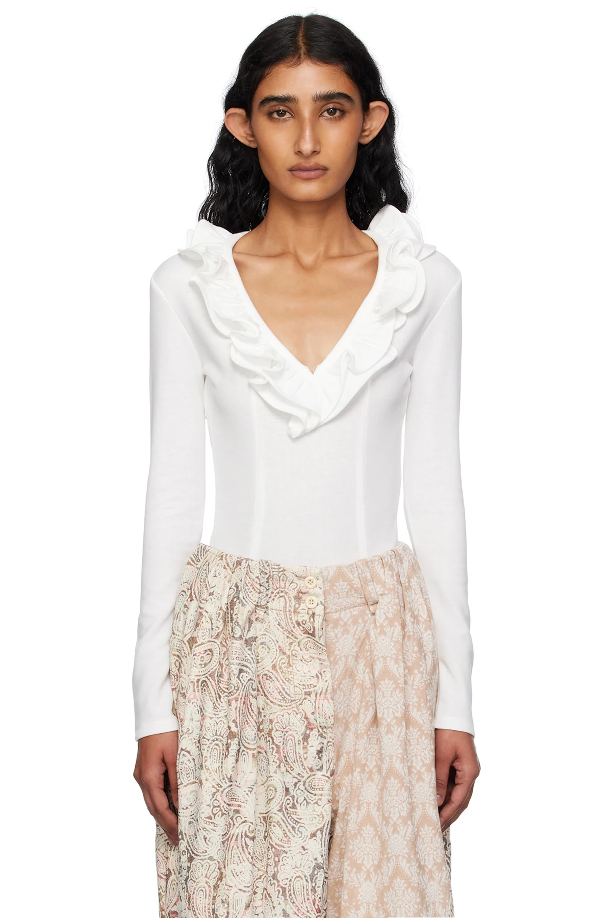 White Ruffle Bodysuit