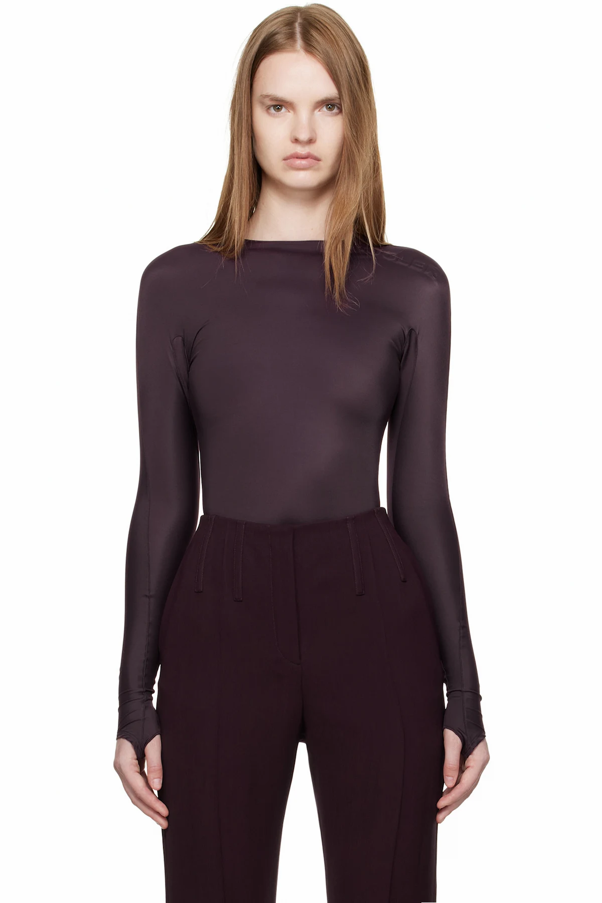 Burgundy Shoulder Logo Bodysuit