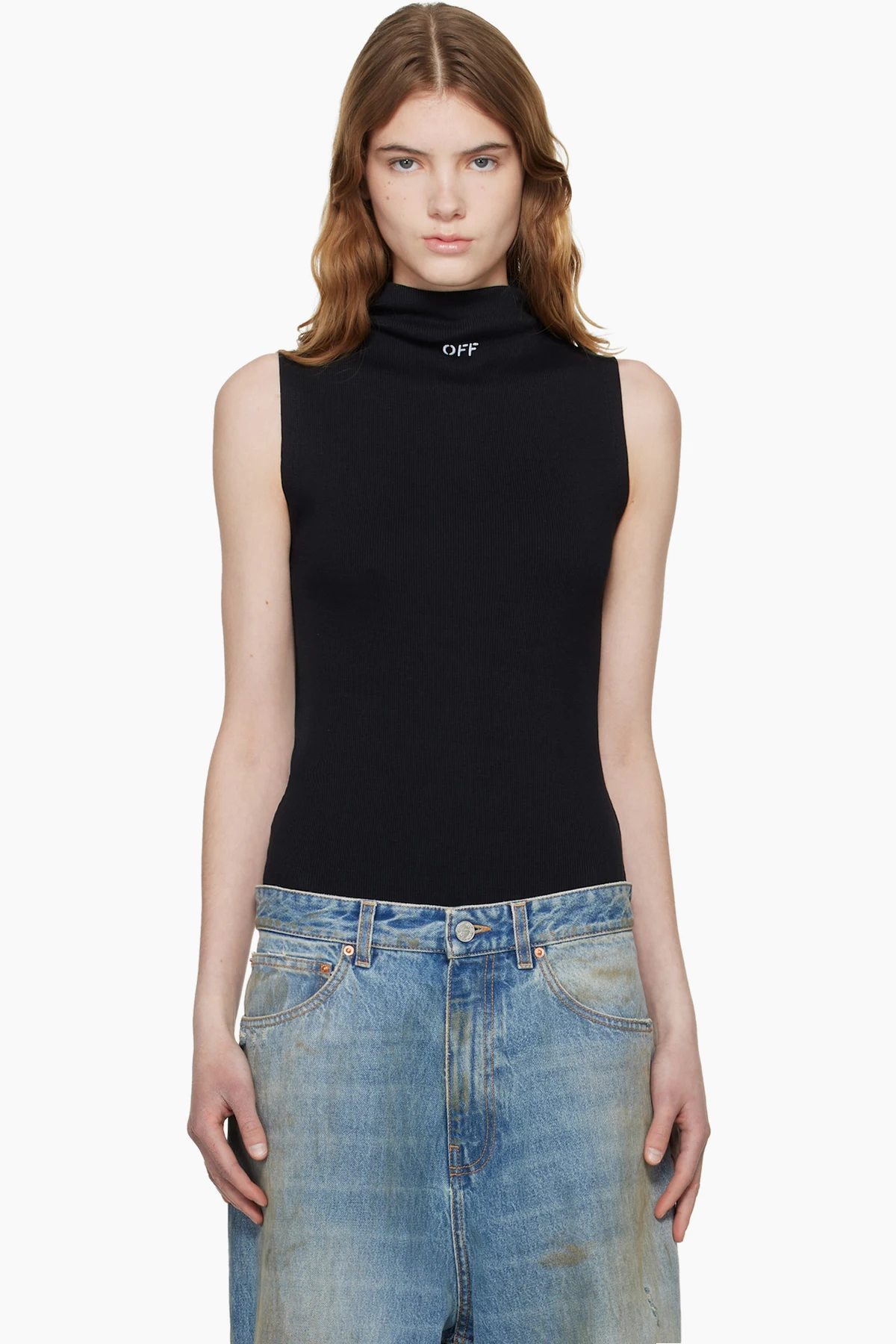 Black 'OFF' Stamp Rib Bodysuit