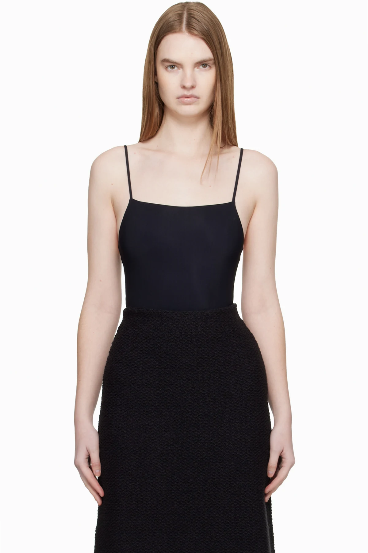 Black Spaghetti Straps Bodysuit