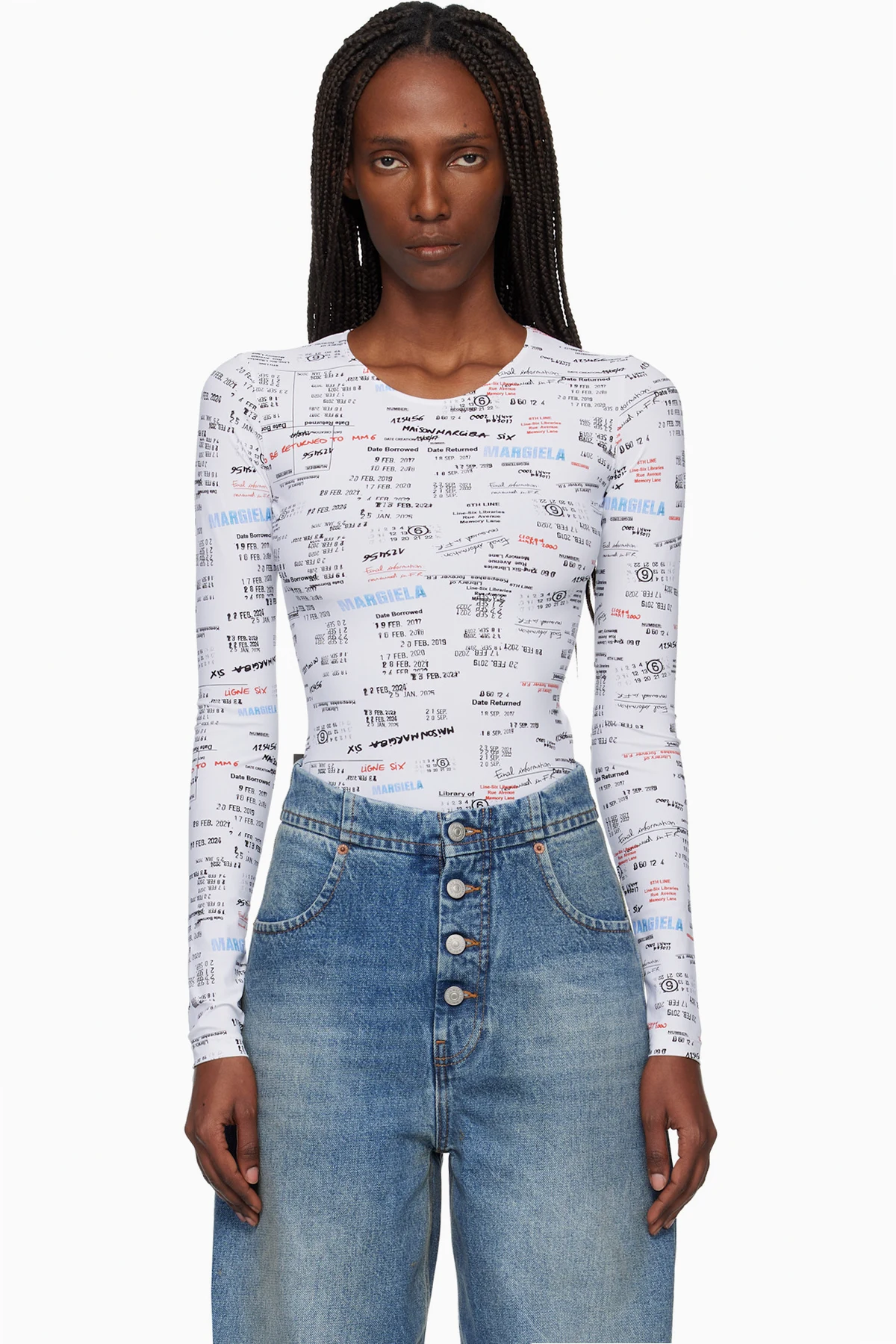 White & Black Scoop Neck Bodysuit