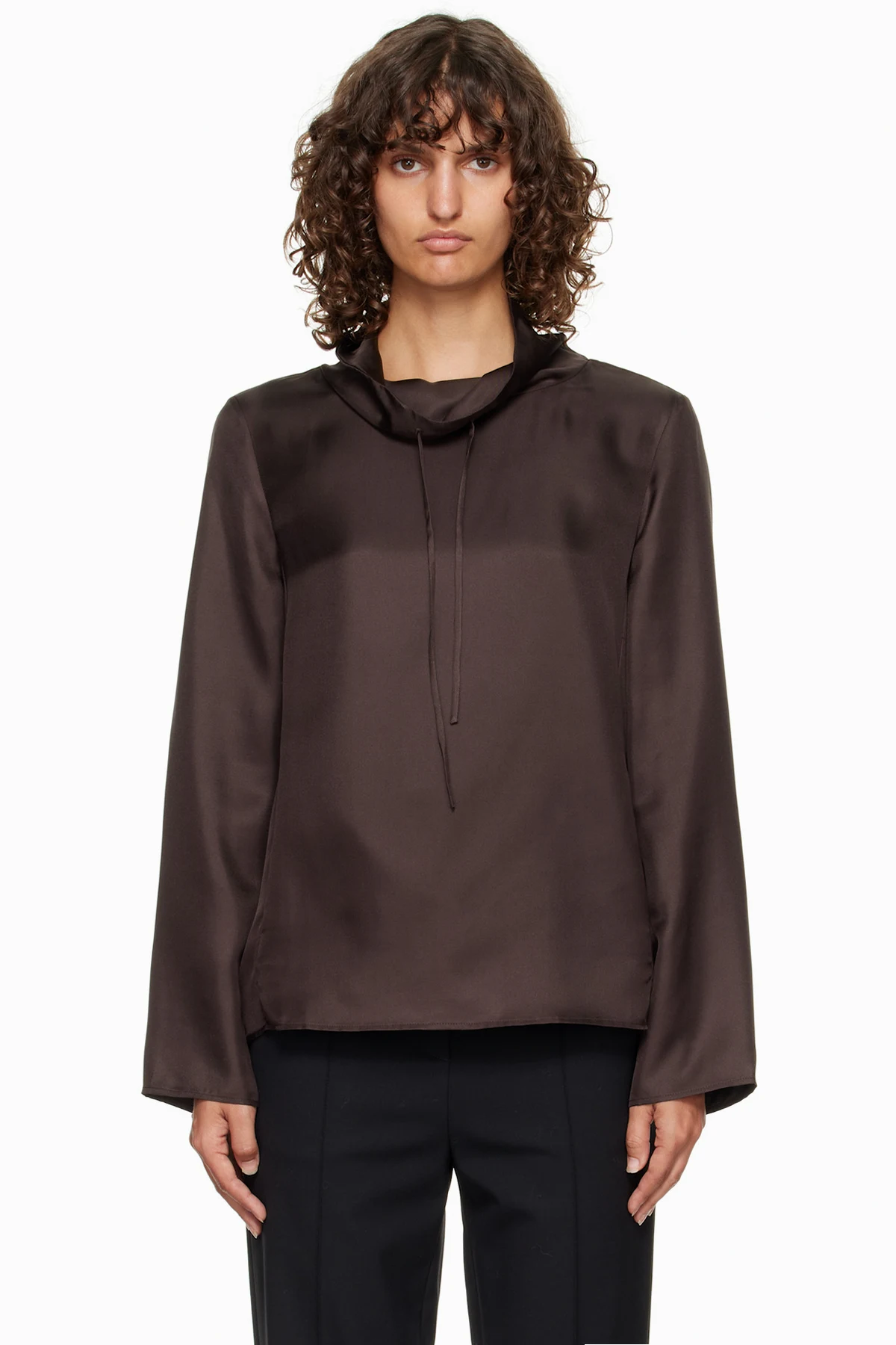 Brown Cyna Silk Blouse