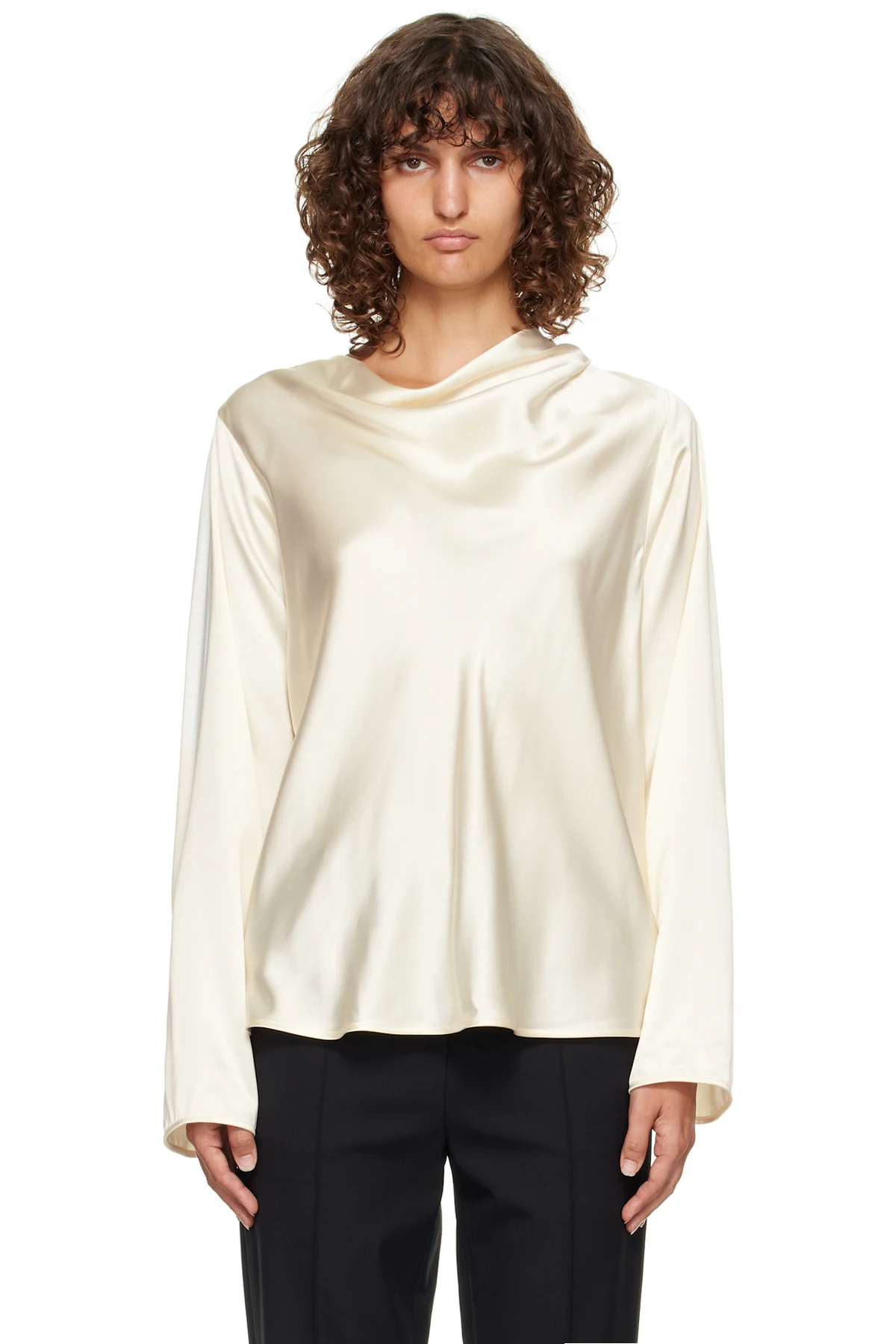 Off-White Riddy Draped Satin Blouse