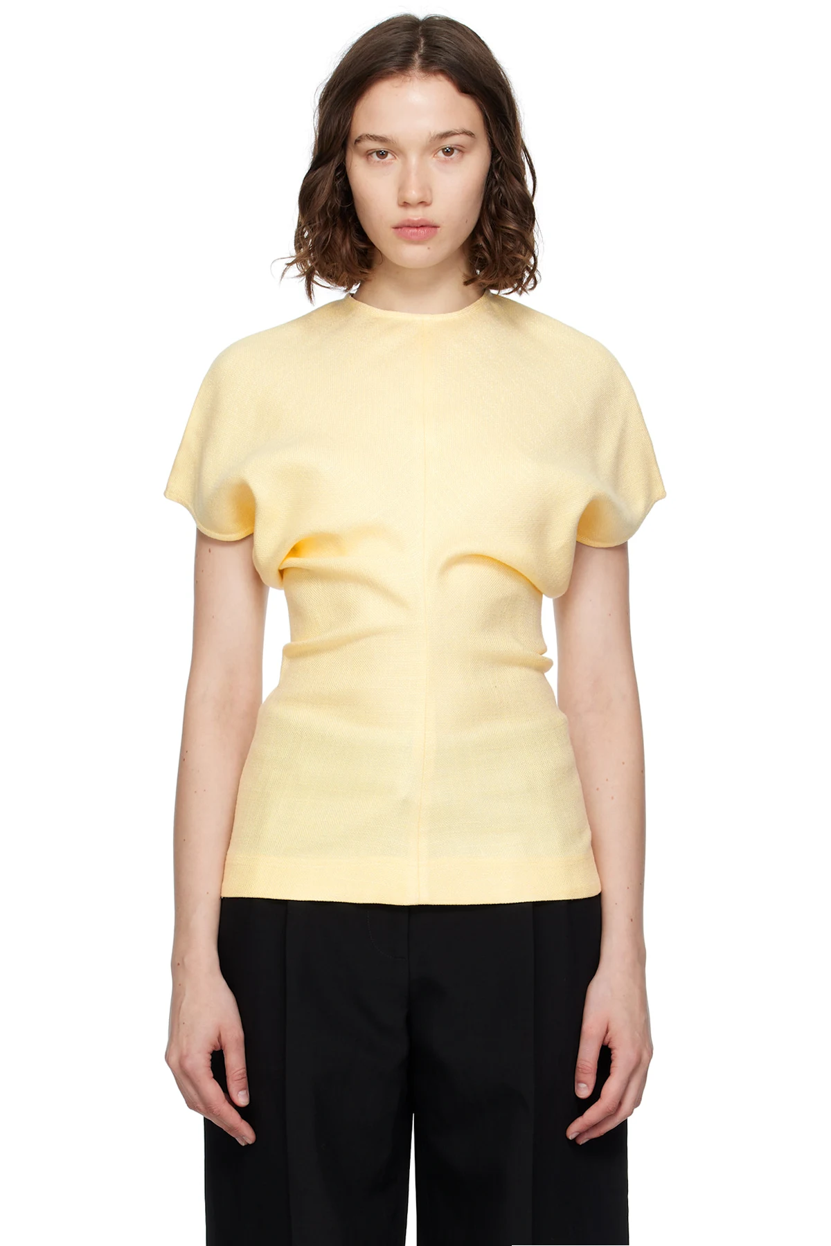 Beige Slouch Waist Basketweave Top