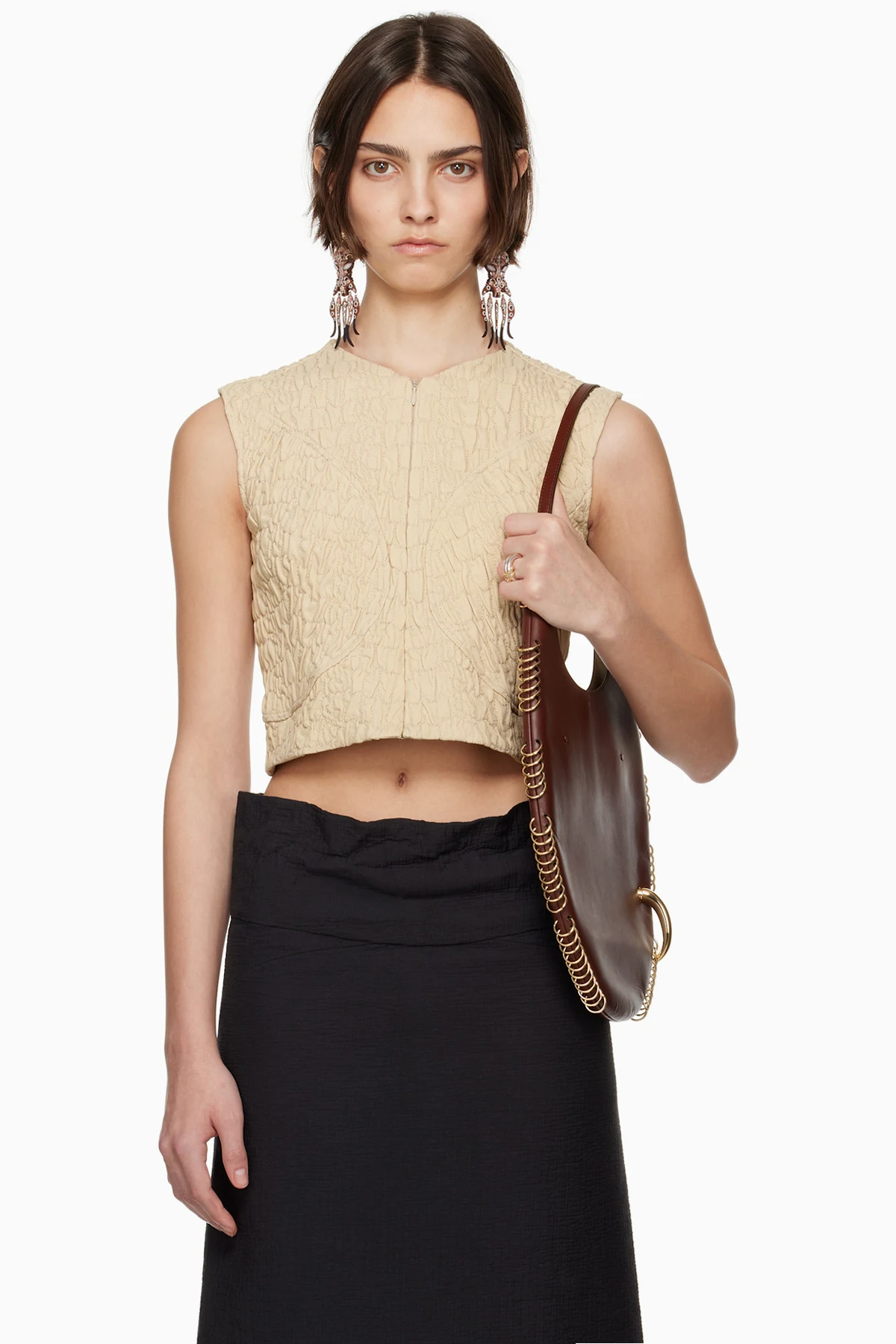 Beige Wool Silk Top