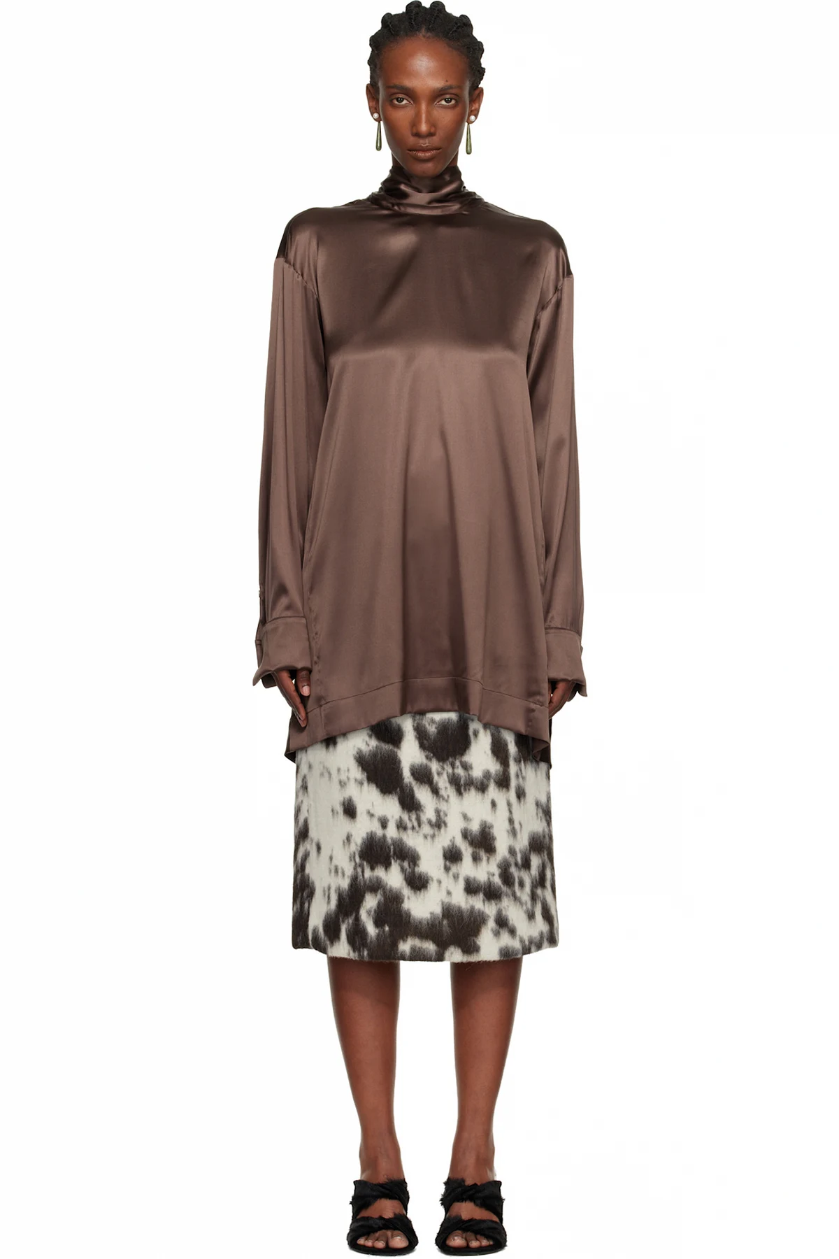 Brown Pussy-Bow Blouse