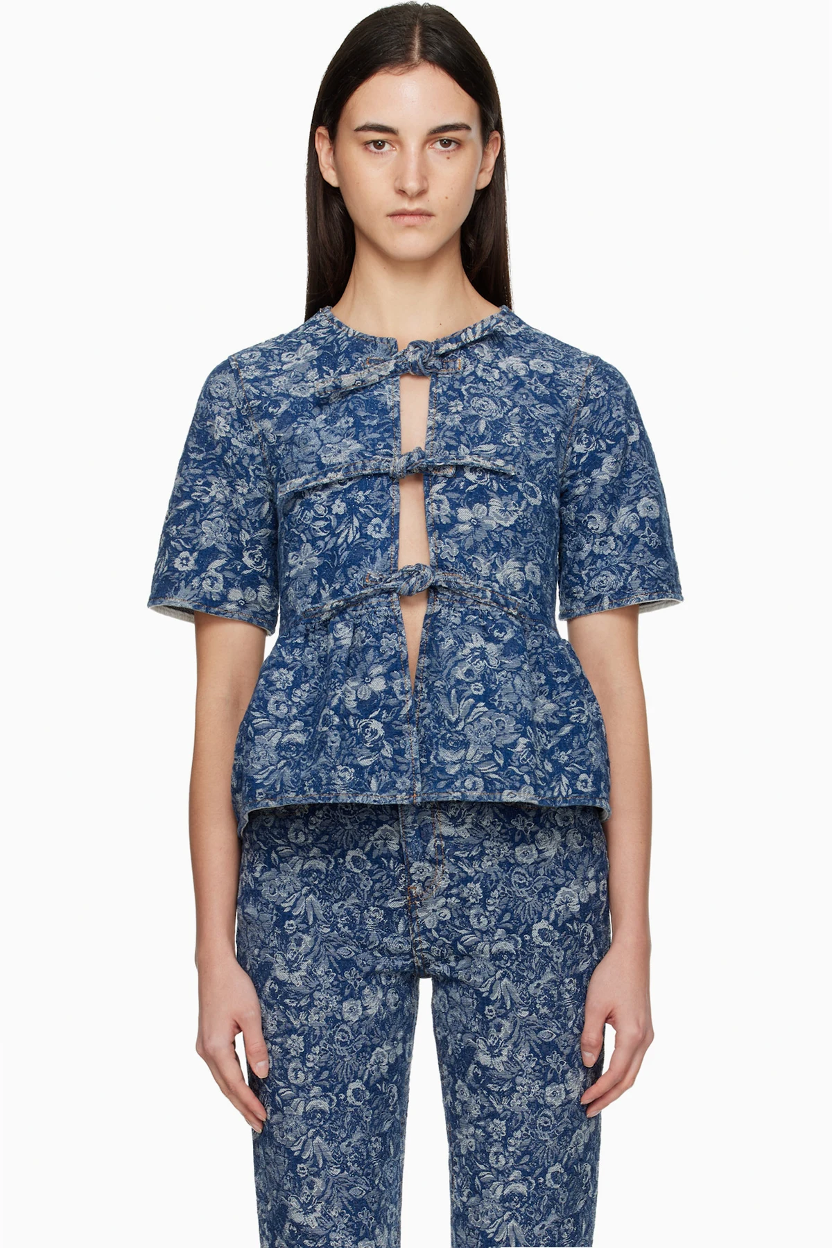 Blue Tapestry Peplum Blouse