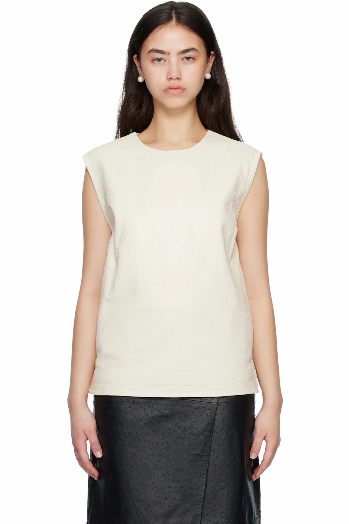 Off-White FIZA Ostrich-Effect Leather Blouse