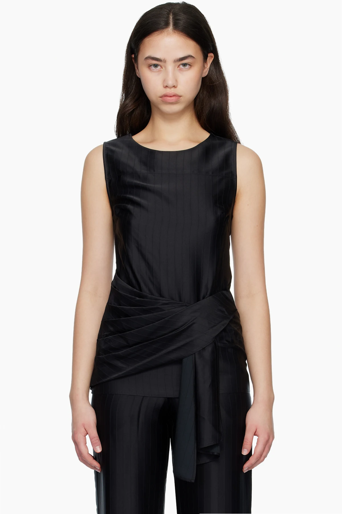 Black FONDA Draped Blouse