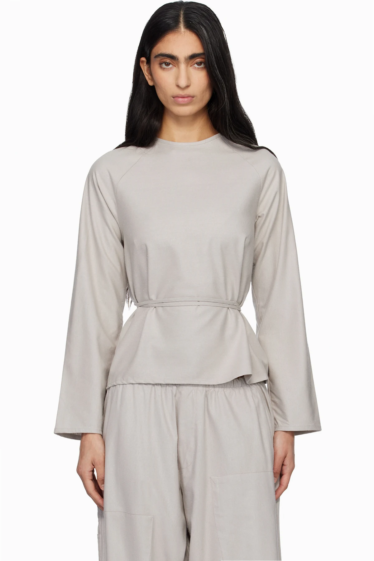 Taupe Long Sleeve Apron Top