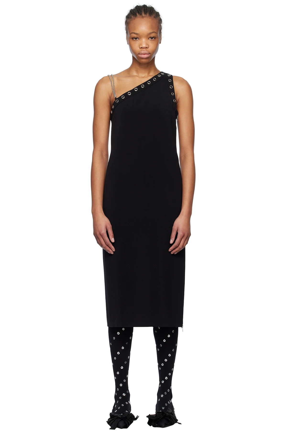 Black Unbalanced Midi Dress