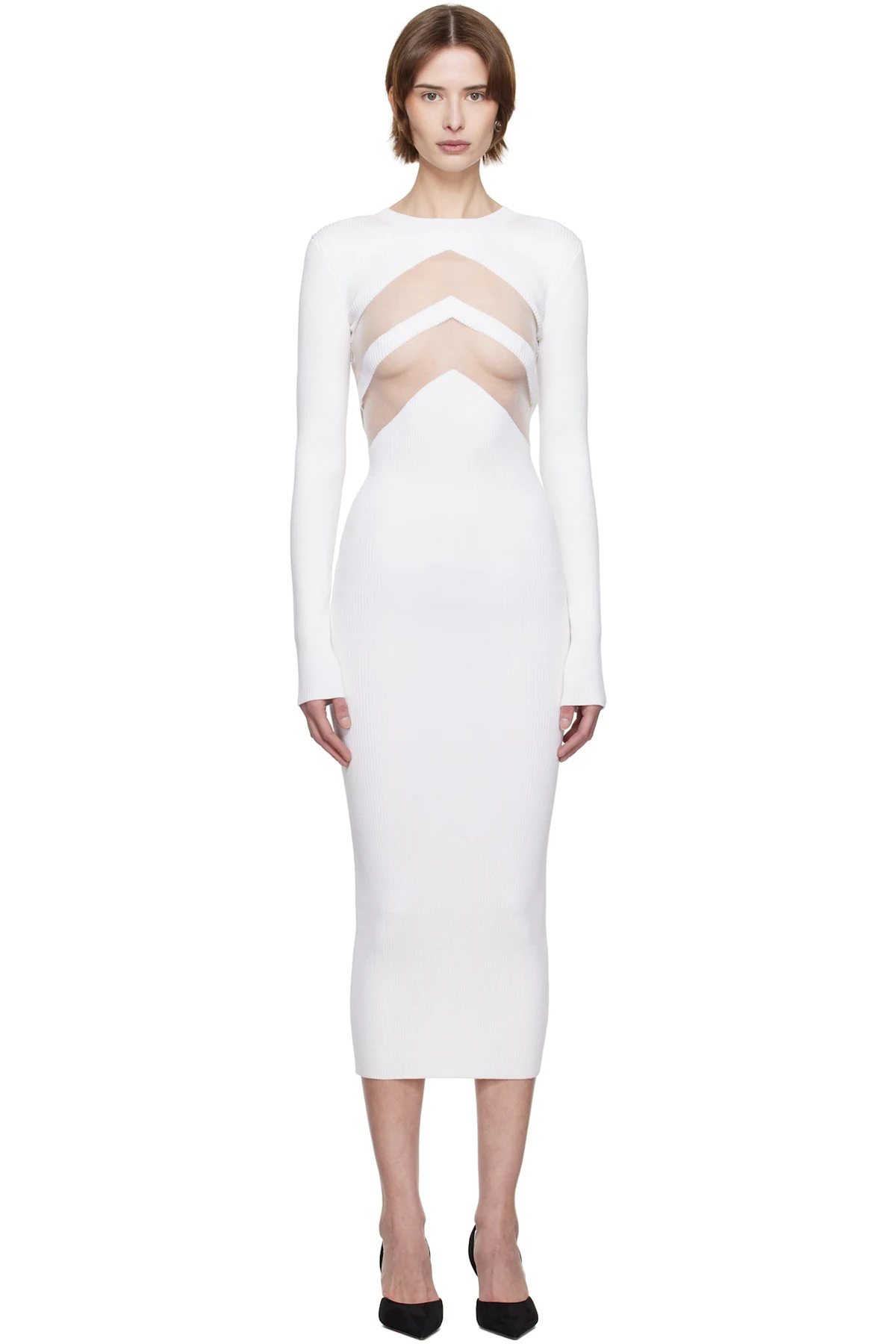 White 'The Chevrons' Midi Dress