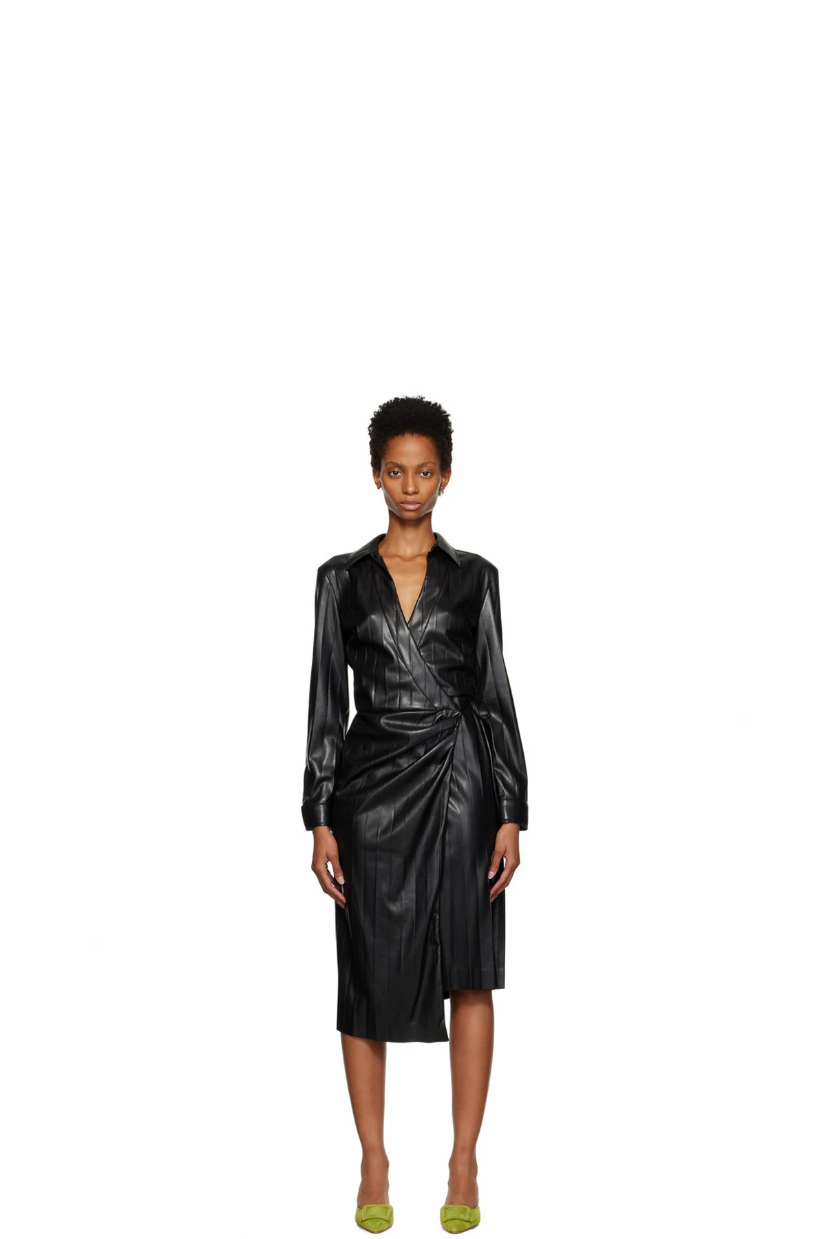 Black Faux-Leather Midi Dress