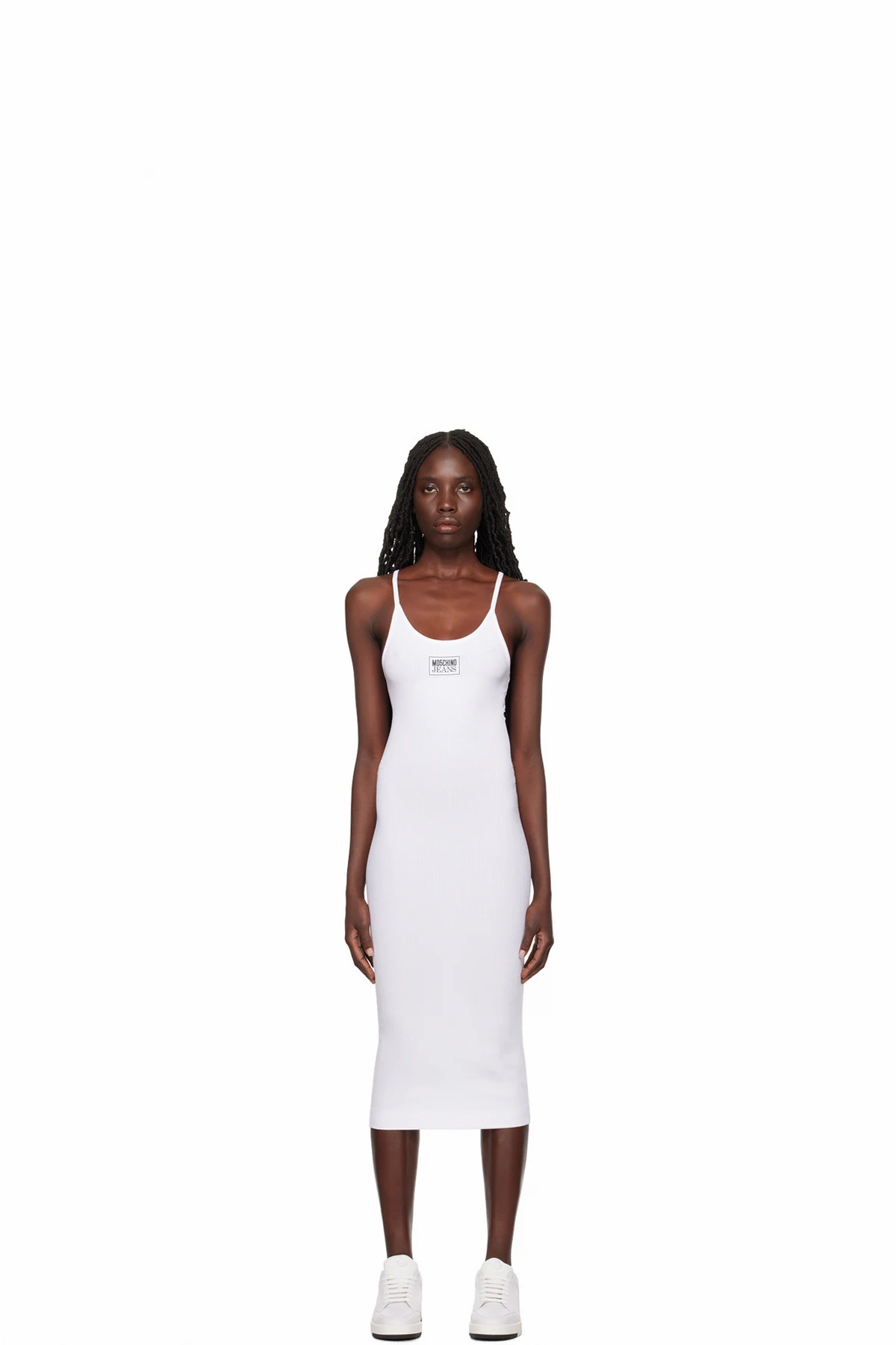 White Patch Midi Dress