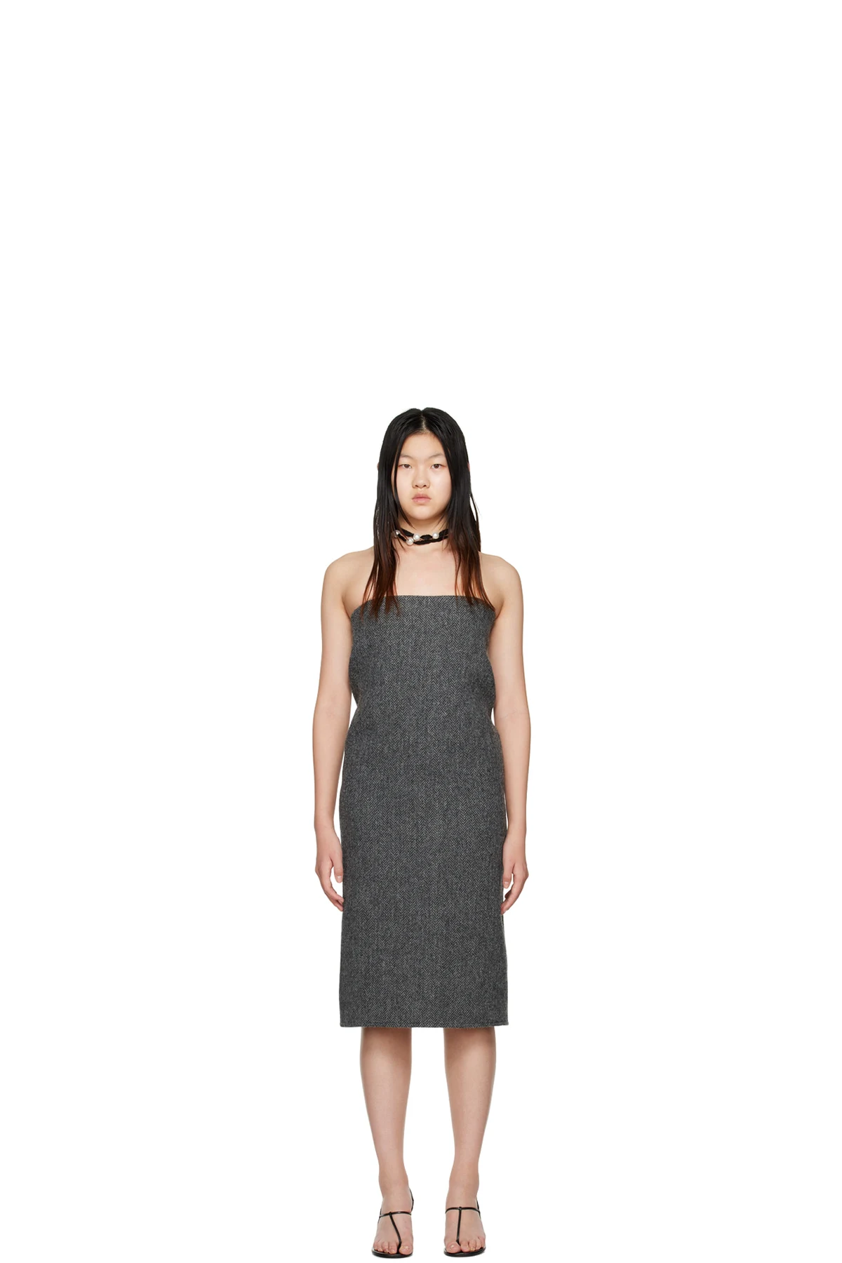 Gray Tube Midi Dress