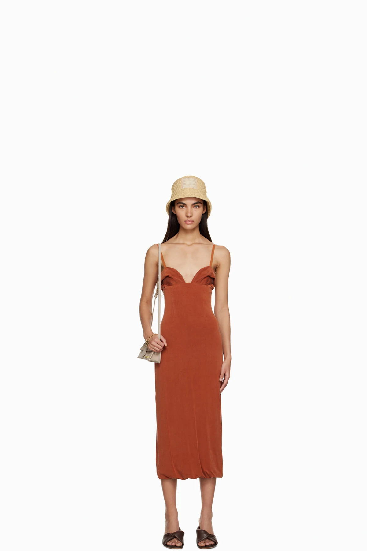 Orange Le Raphia 'La Robe Praia' Midi Dress